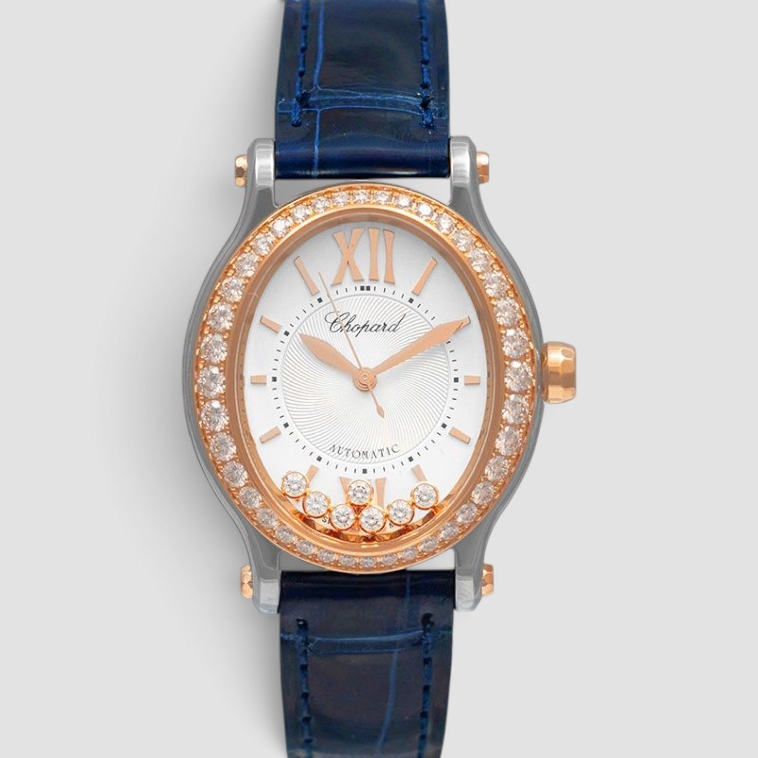 Happy Sport Oval 31.3mm Gold & Steel Silver Dial