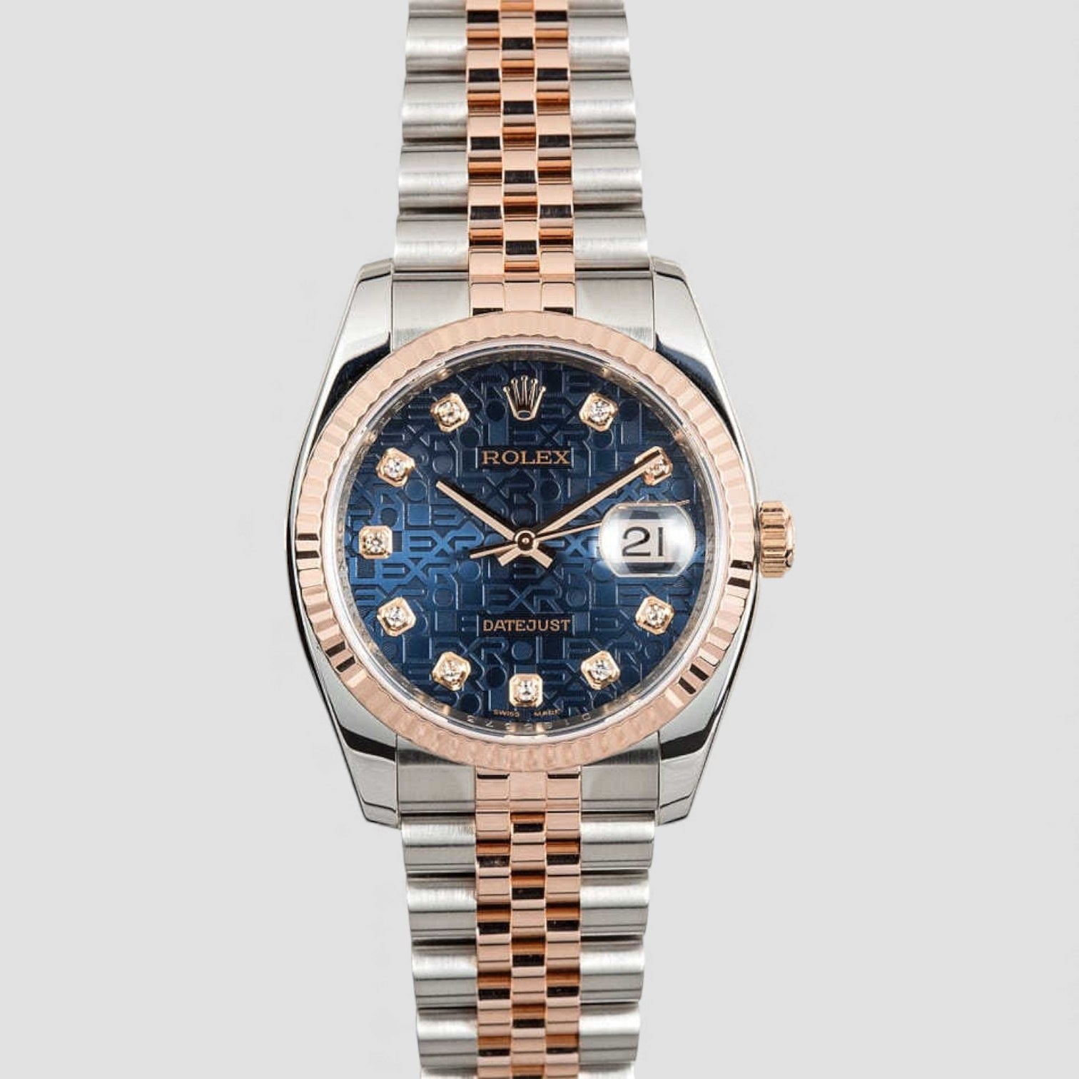 Men's Rolex Stainless and Rose Gold Datejust