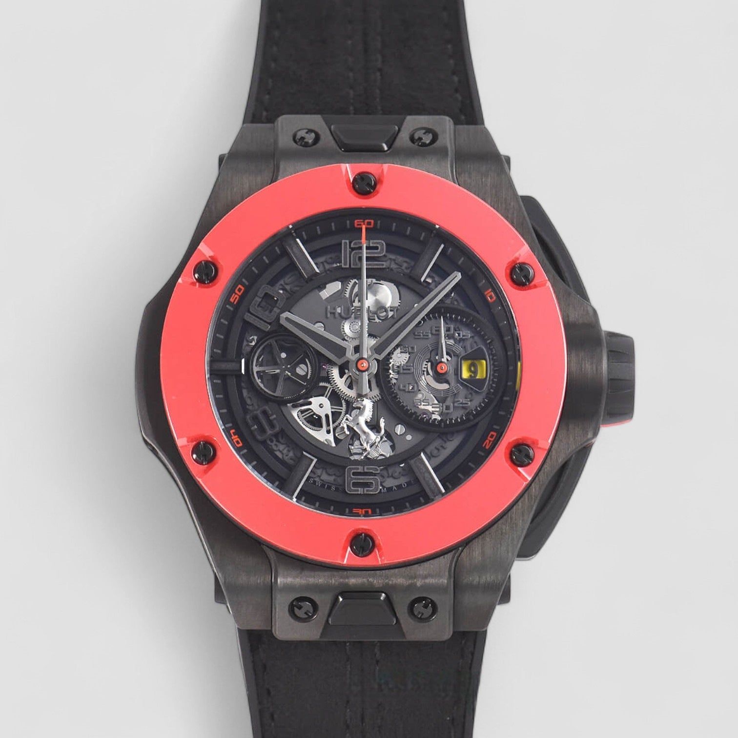 Big Bang Unico Ferrari Red Ceramic Chronograph Automatic Black Dial Men's Watch