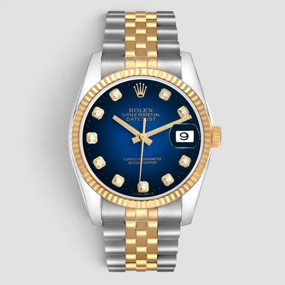 Datejust 36 Blue Smoked Vignette Diamond Dial Jubilee