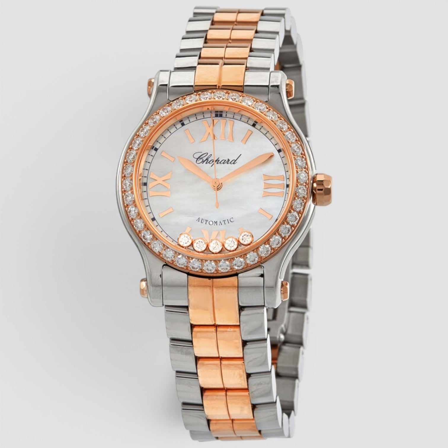 Happy Sport 30mm Gold & Steel Diamond Mother-of-Pearl Dial