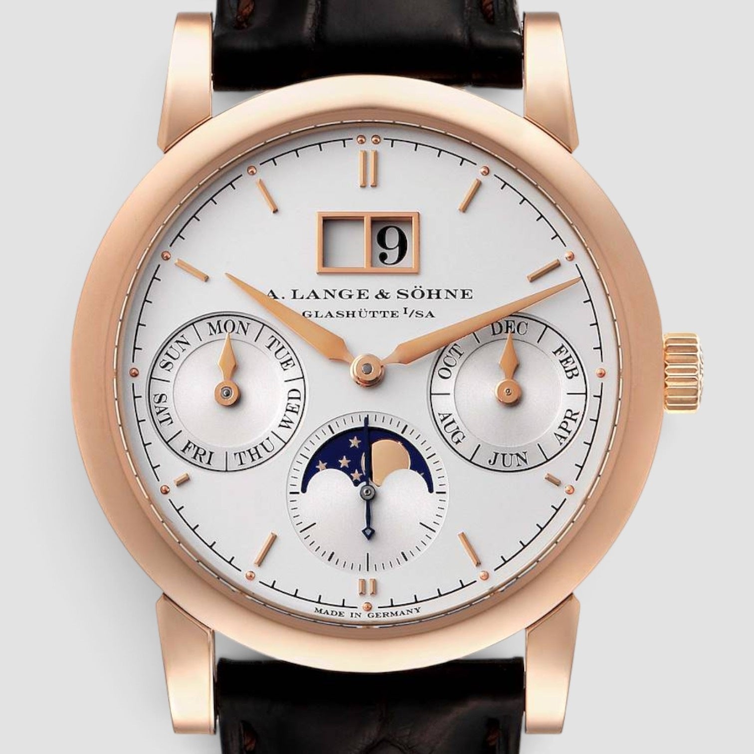 Saxonia Annual Calendar 38mm 18K Rose Gold Silver Dial