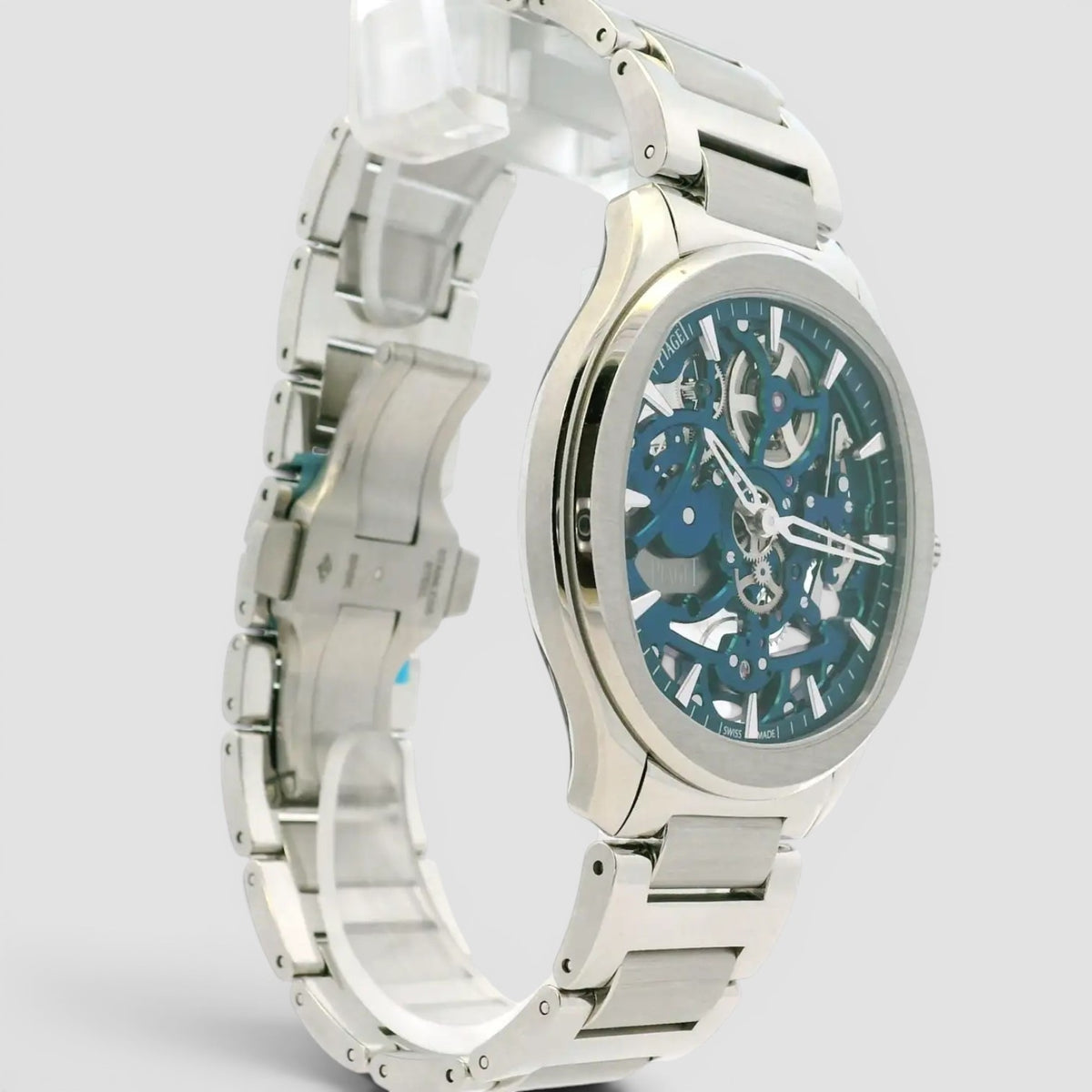 Skeleton 42mm Stainless Steel Green Dial