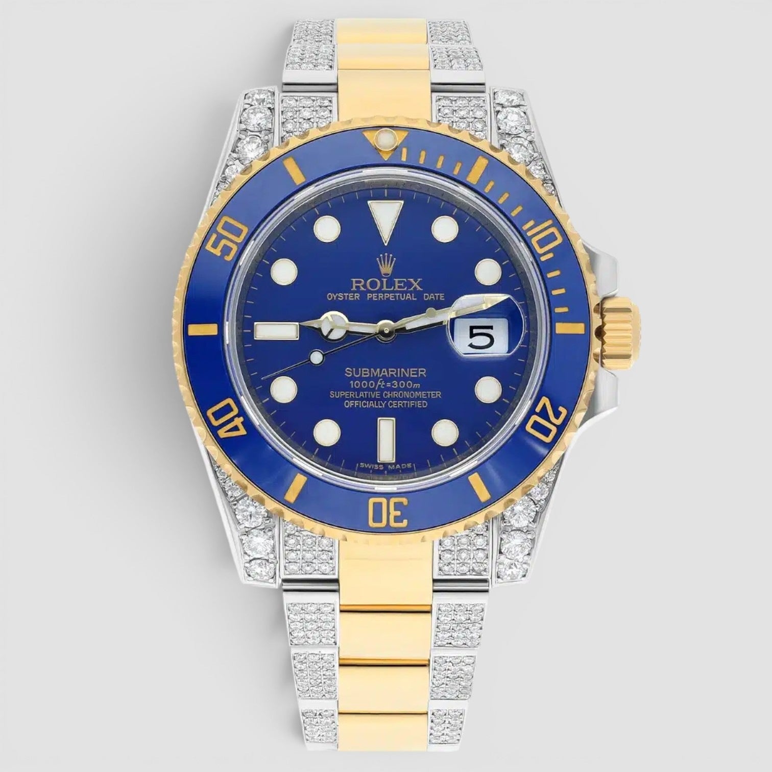 Submariner 40 mm Blue Dial Two Tone Diamond Men's Watch