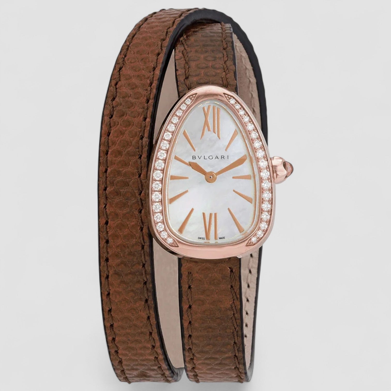 Serpenti 18kt Rose Gold Mother of Pearl Dial Ladies Watch