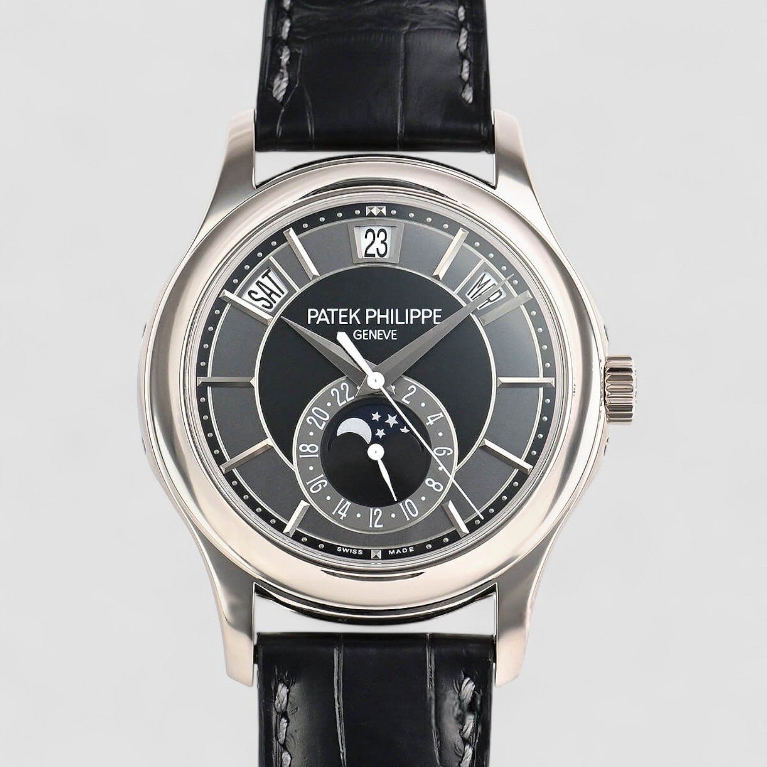 Annual Calendar Black Dial 18K White Gold