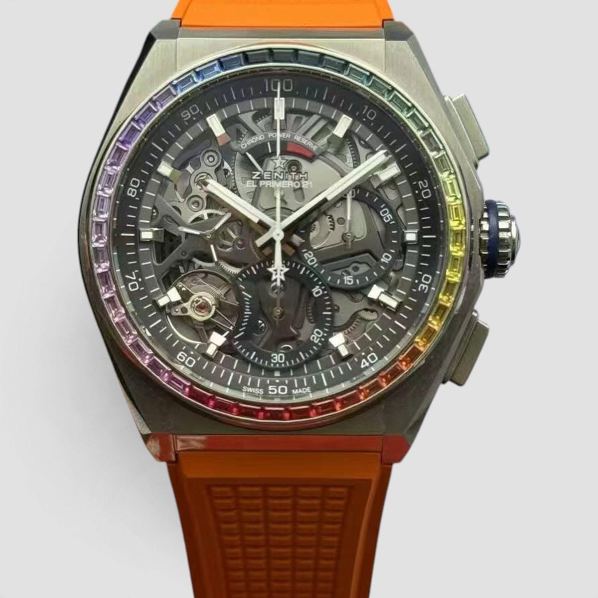 Defy Classic Limited Edition Rainbow Sapphire Bezel Titanium