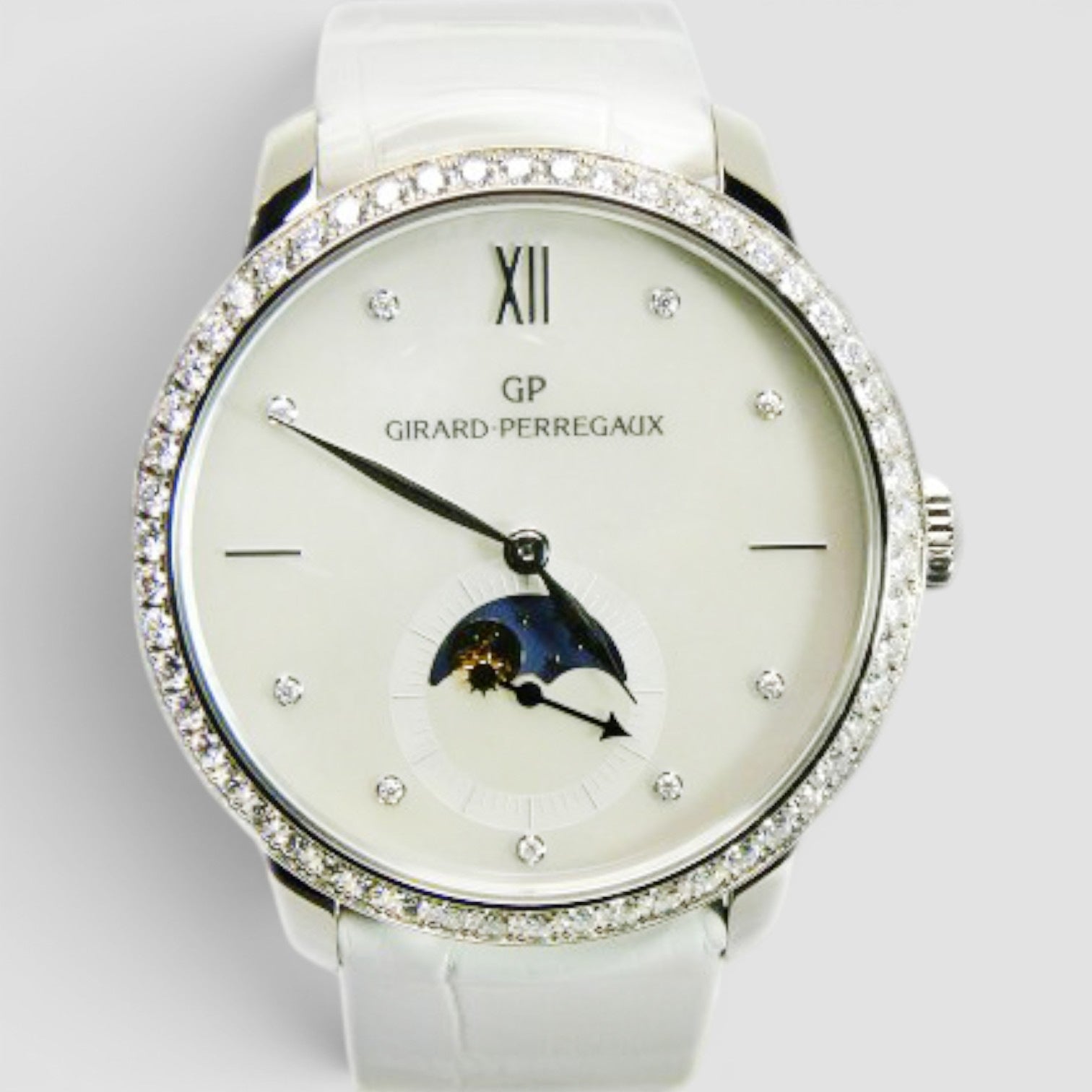 1966 Moon Phase 18K White Gold Diamond Mother-of-Pearl Dial
