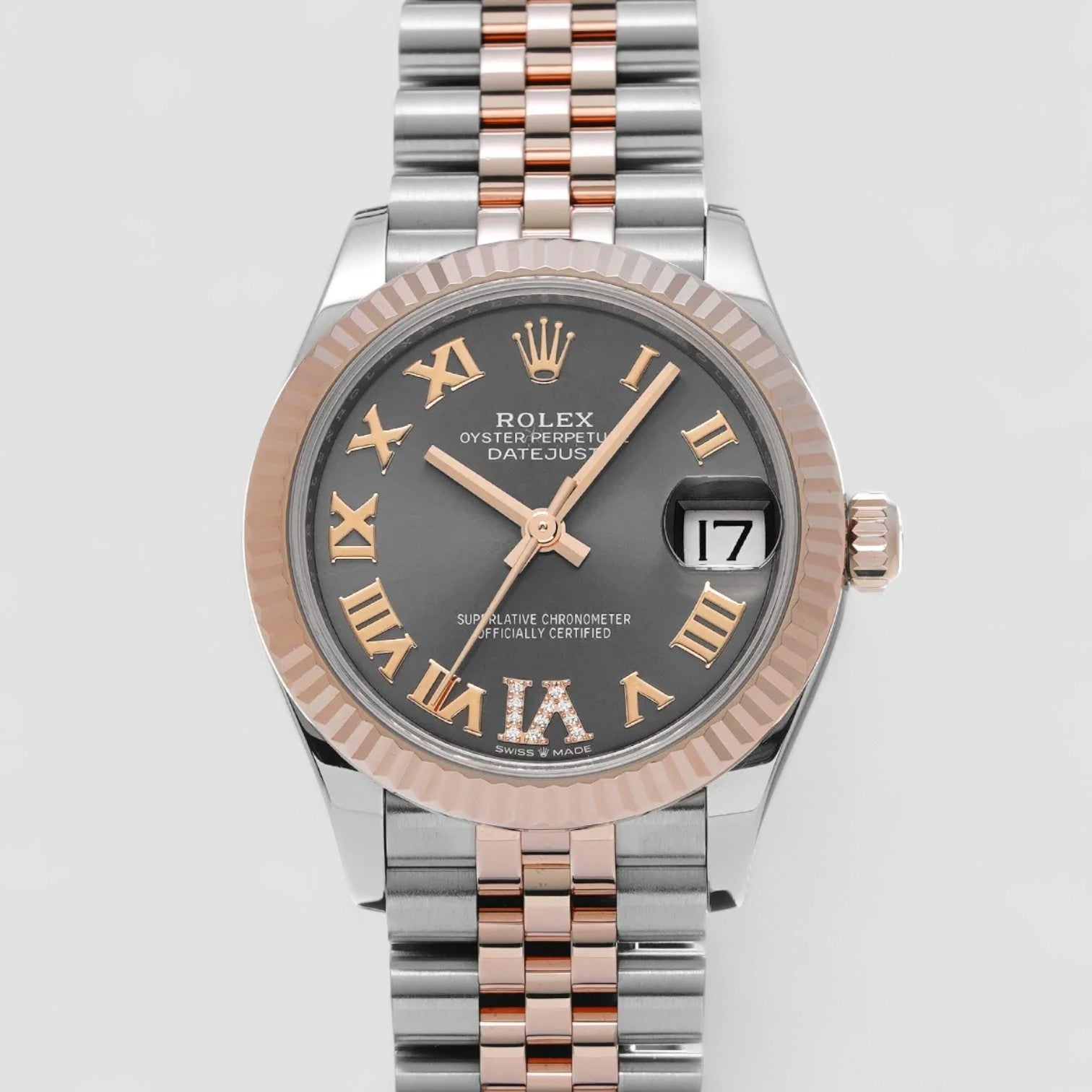 Datejust 31 Steel And 18ct Everose Gold Automatic Silver Diamond Dial Ladies Watch
