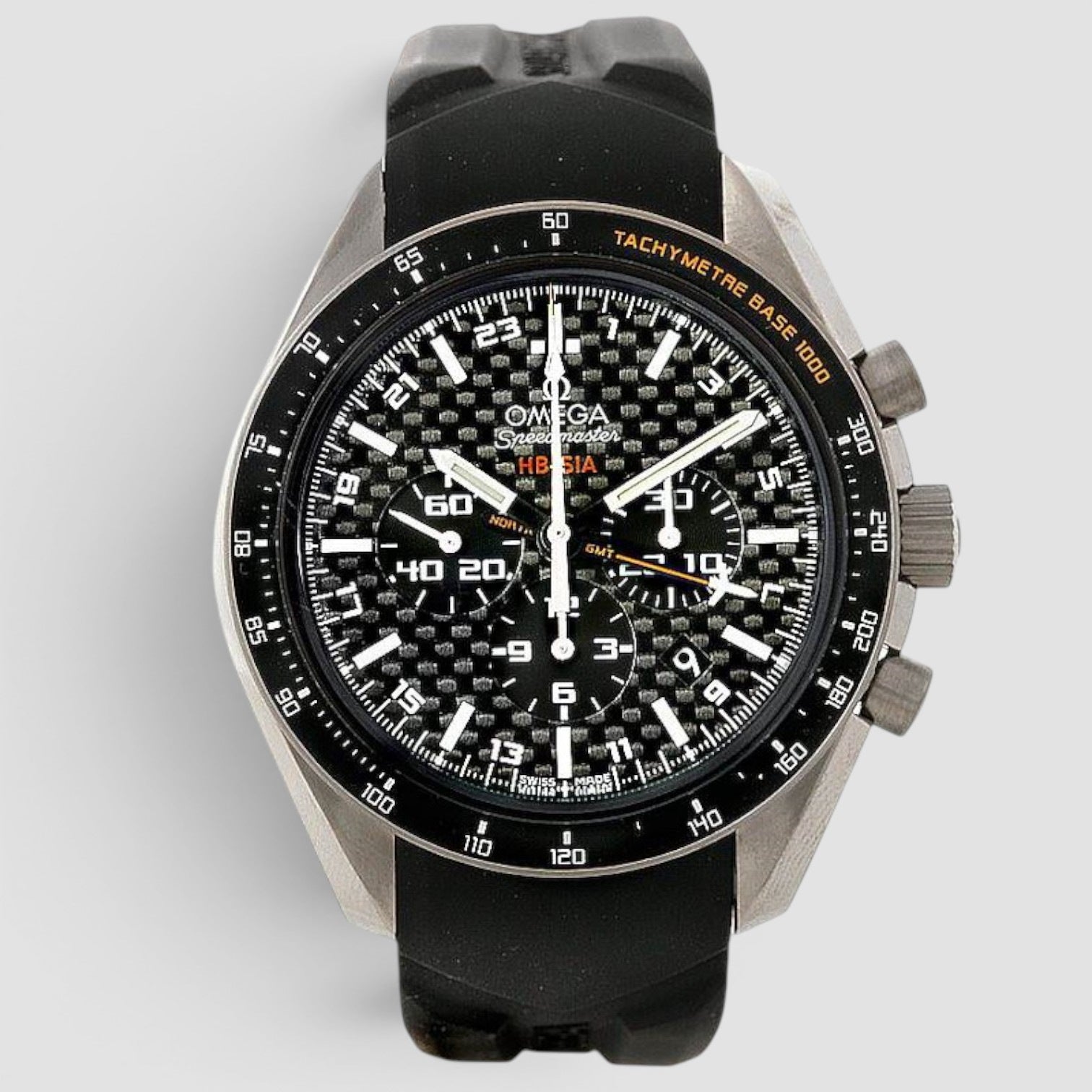 Speedmaster HB-SIA Co-Axial GMT 44.25mm Titanium Black Carbon Dial