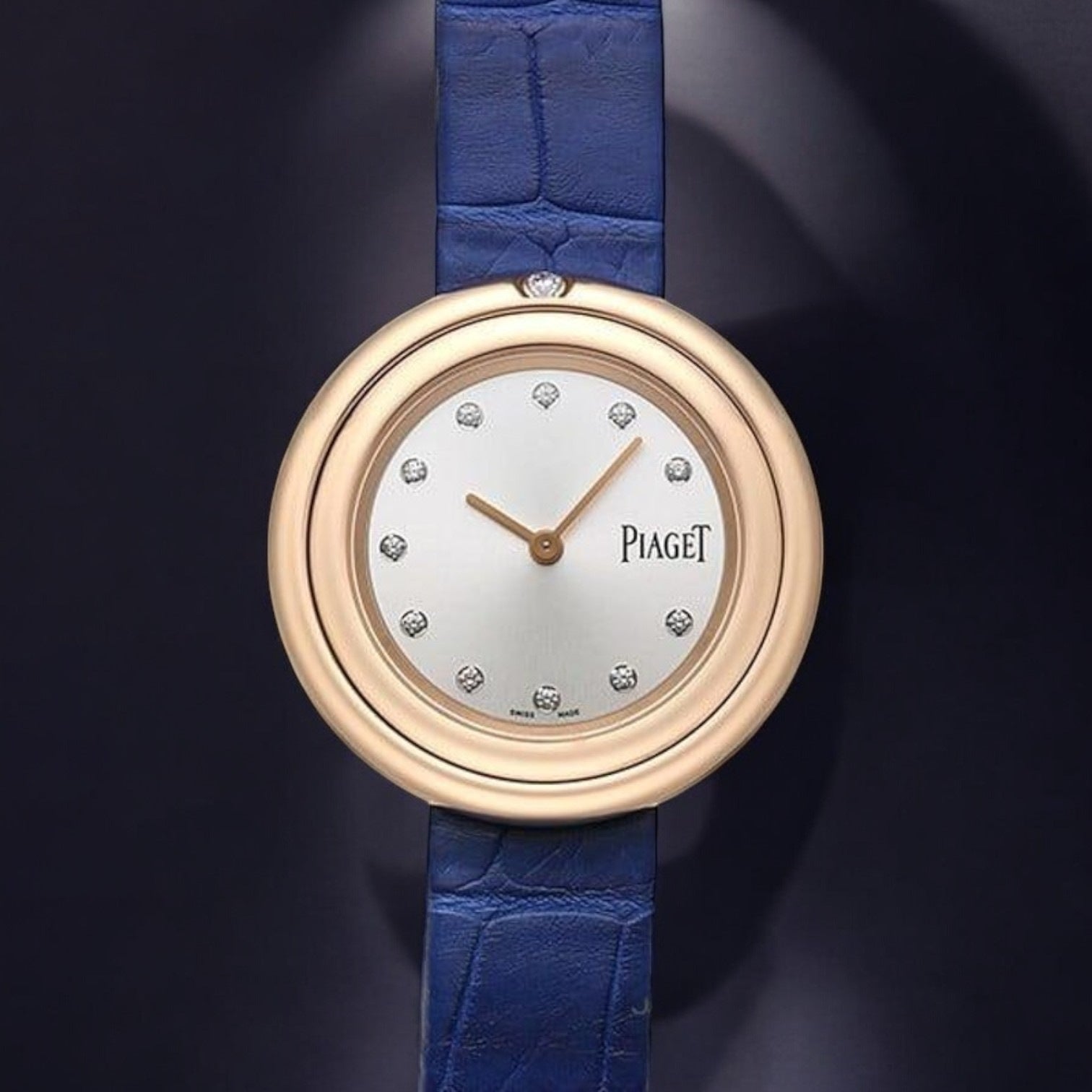 Possession 18kt Rose Gold Diamond Dial Leather Strap