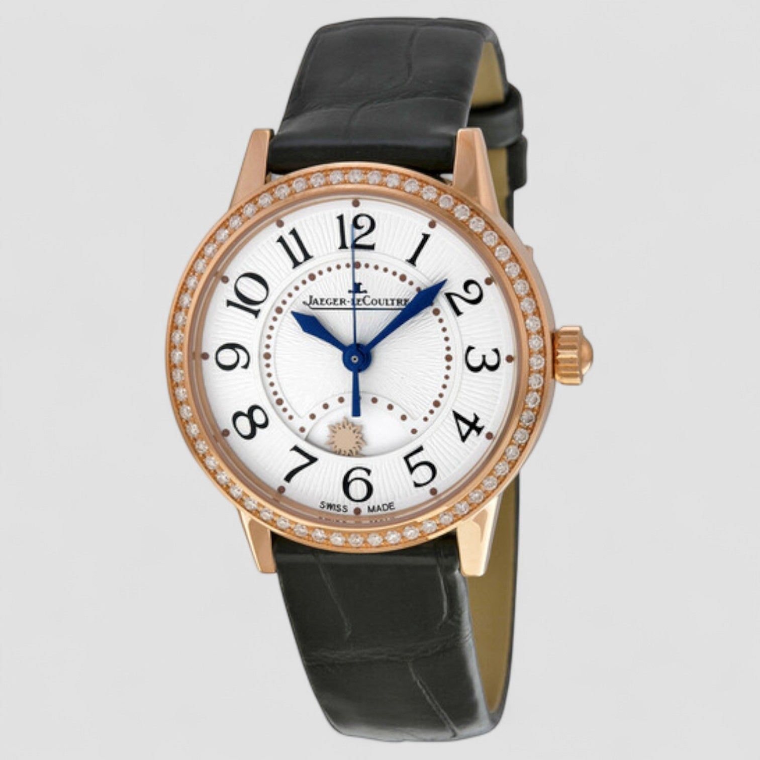 Rendez-Vous Silver Dial 18kt Rose Gold Black Leather Ladies Watch