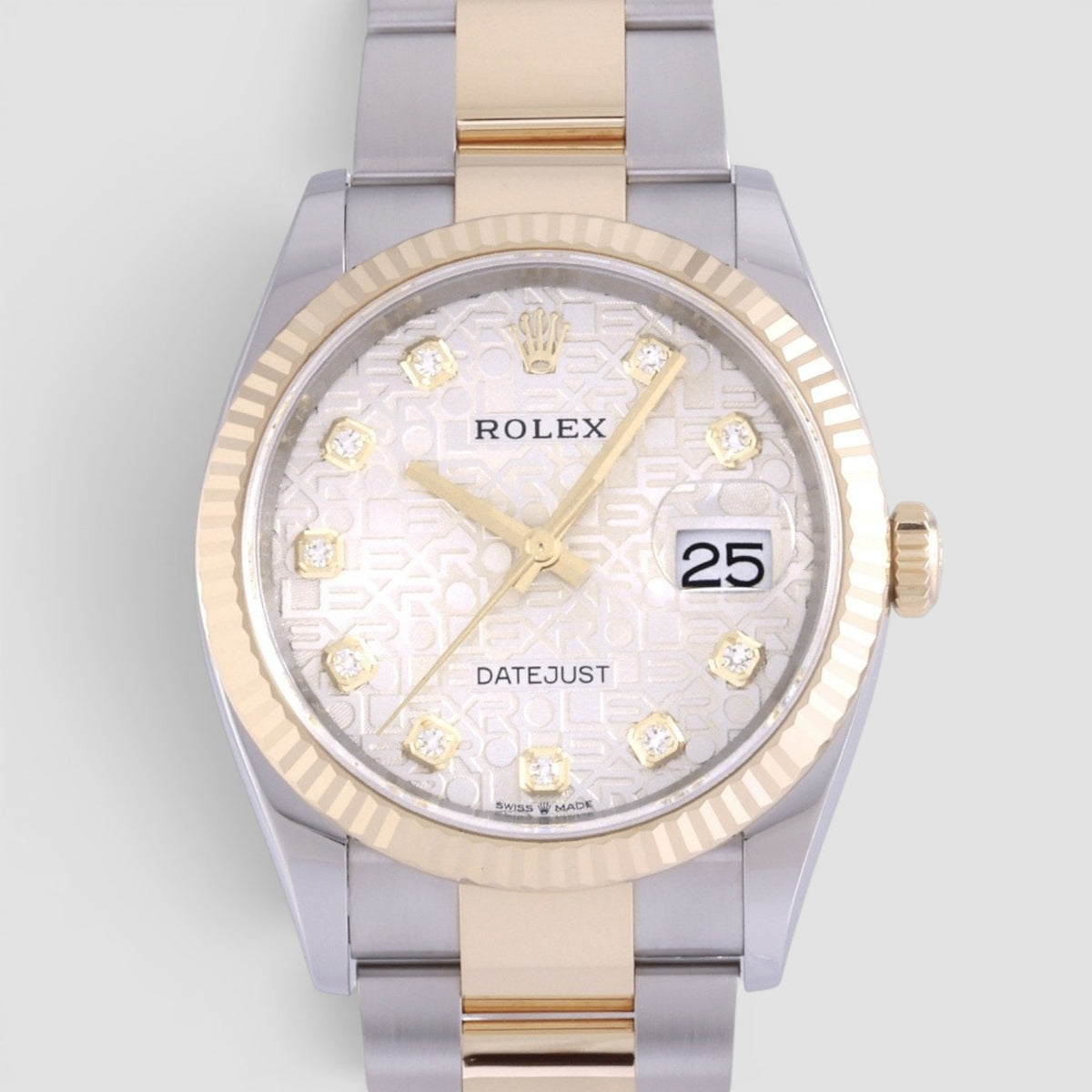 Datejust 36mm Oystersteel & 18K Yellow Gold White Diamond Dial