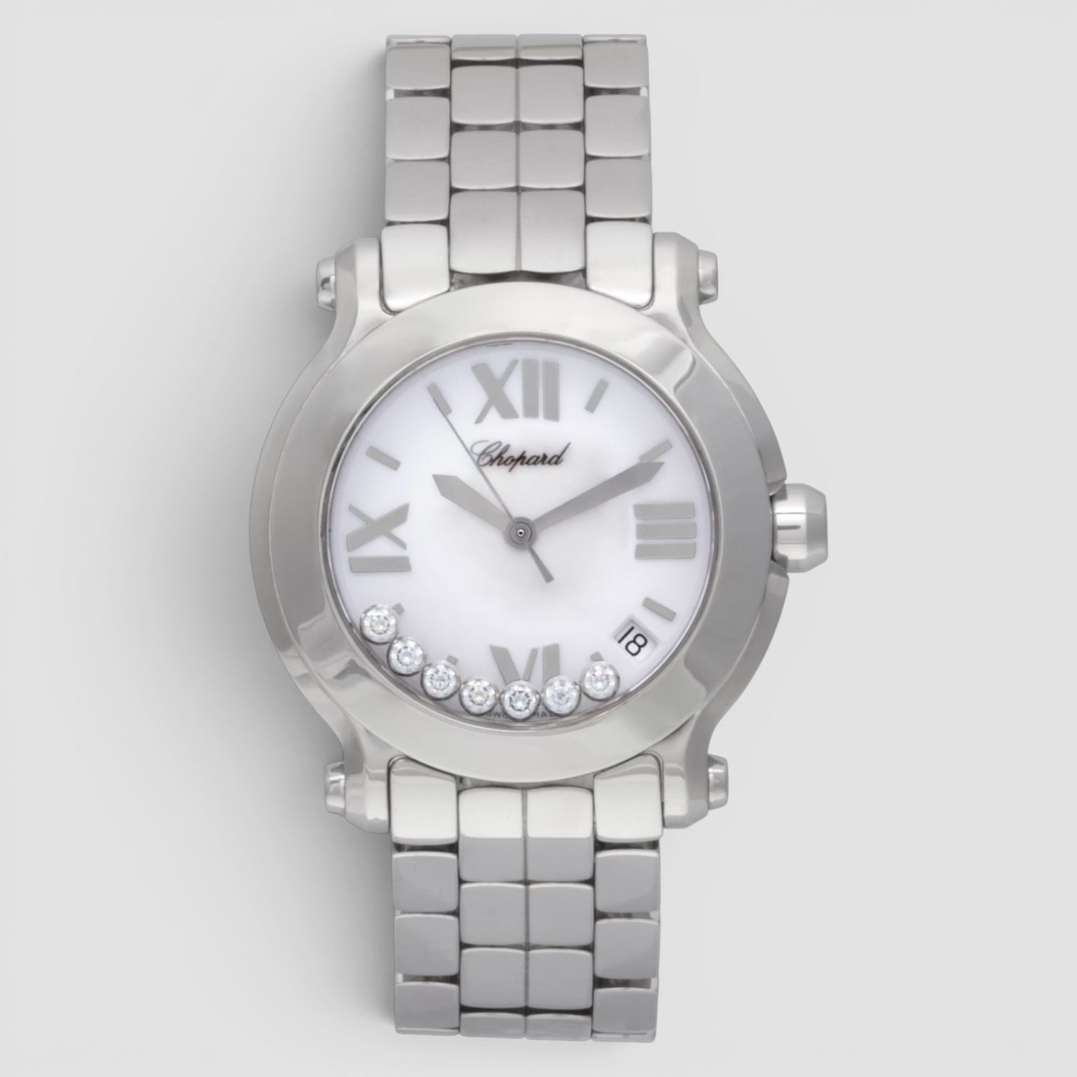 Happy Sport 36mm Steel White Dial Diamond