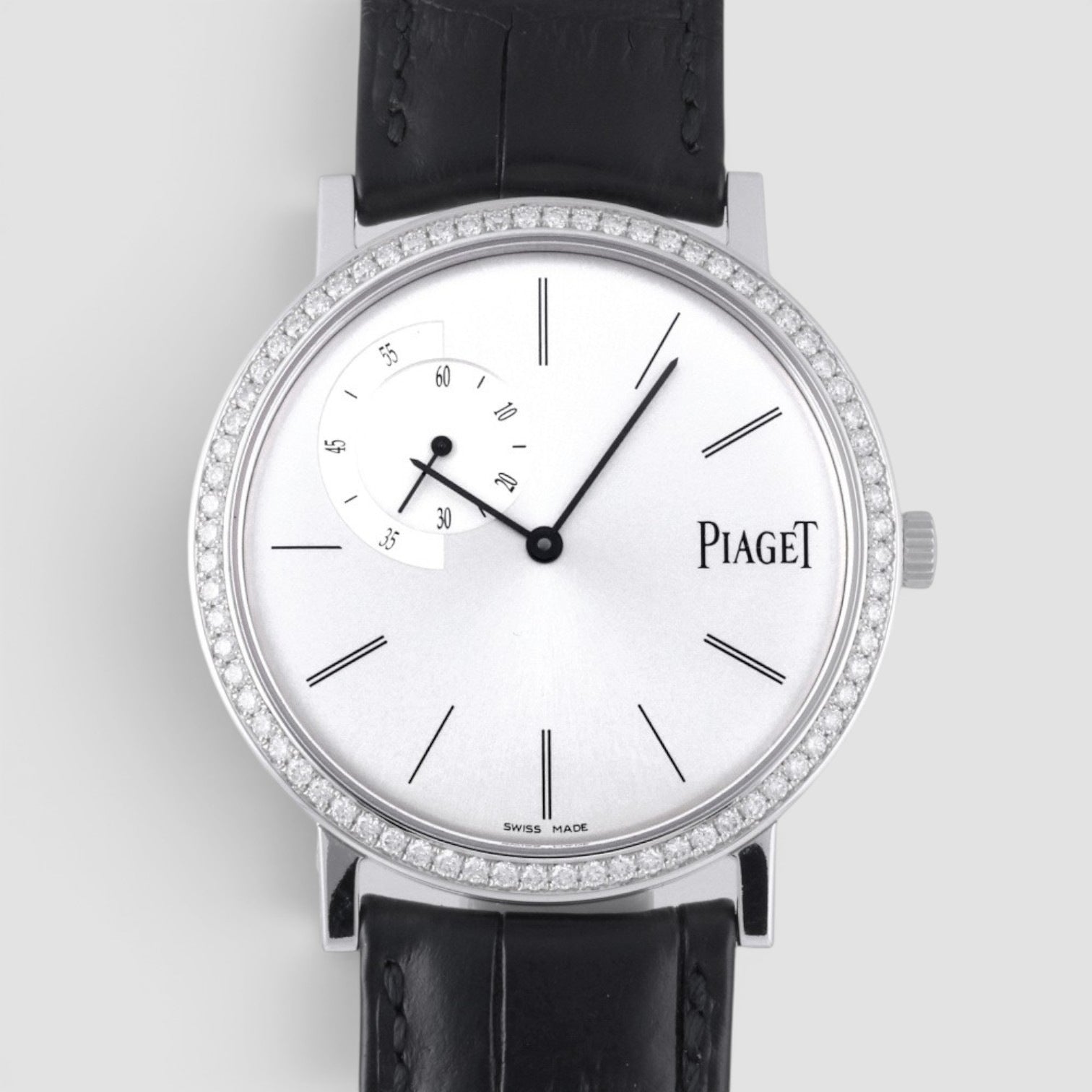 Altiplano 40mm 18K White Gold Diamond Bezel Silver Dial