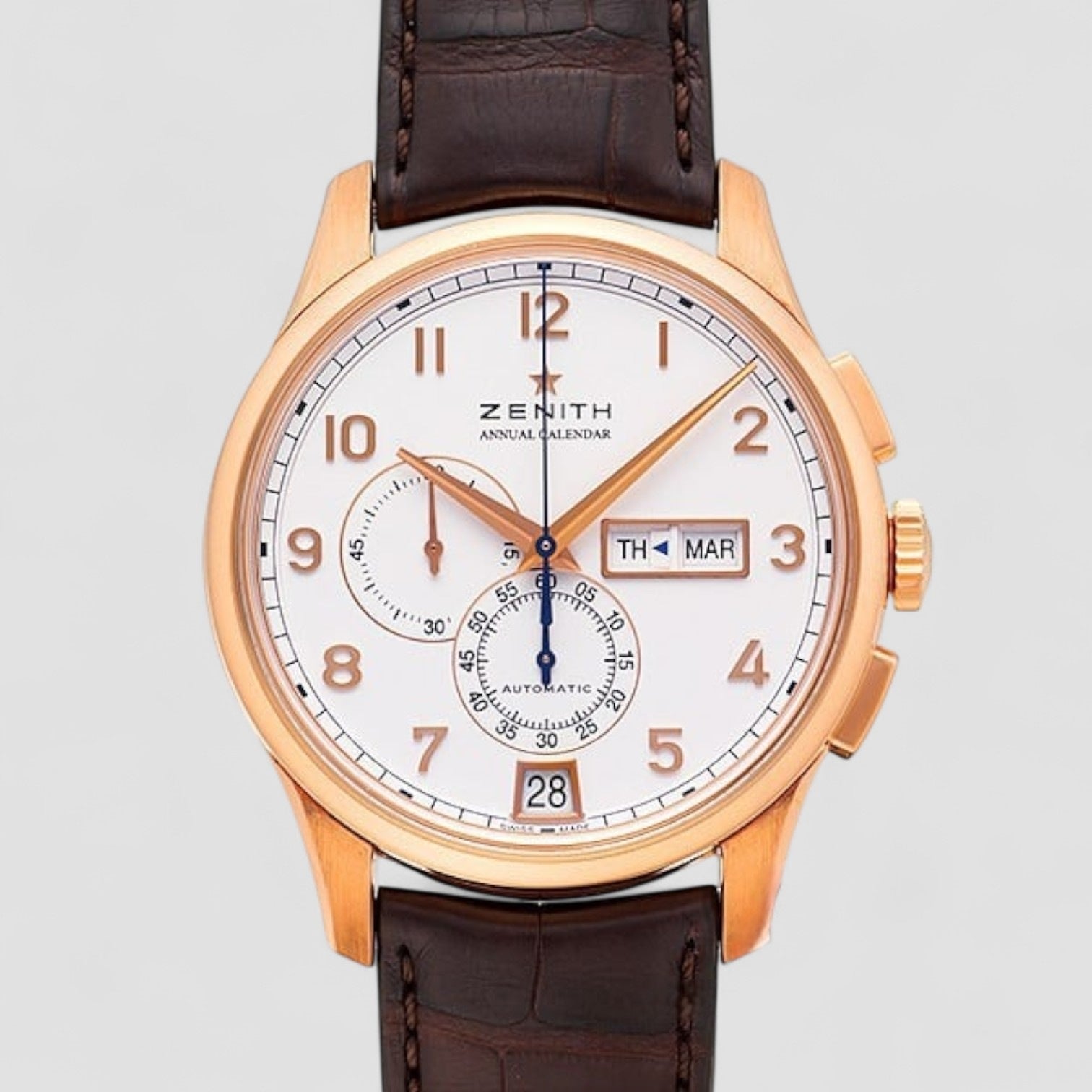 Captain Windsor Chronograph 18k Rose Gold / White Dial