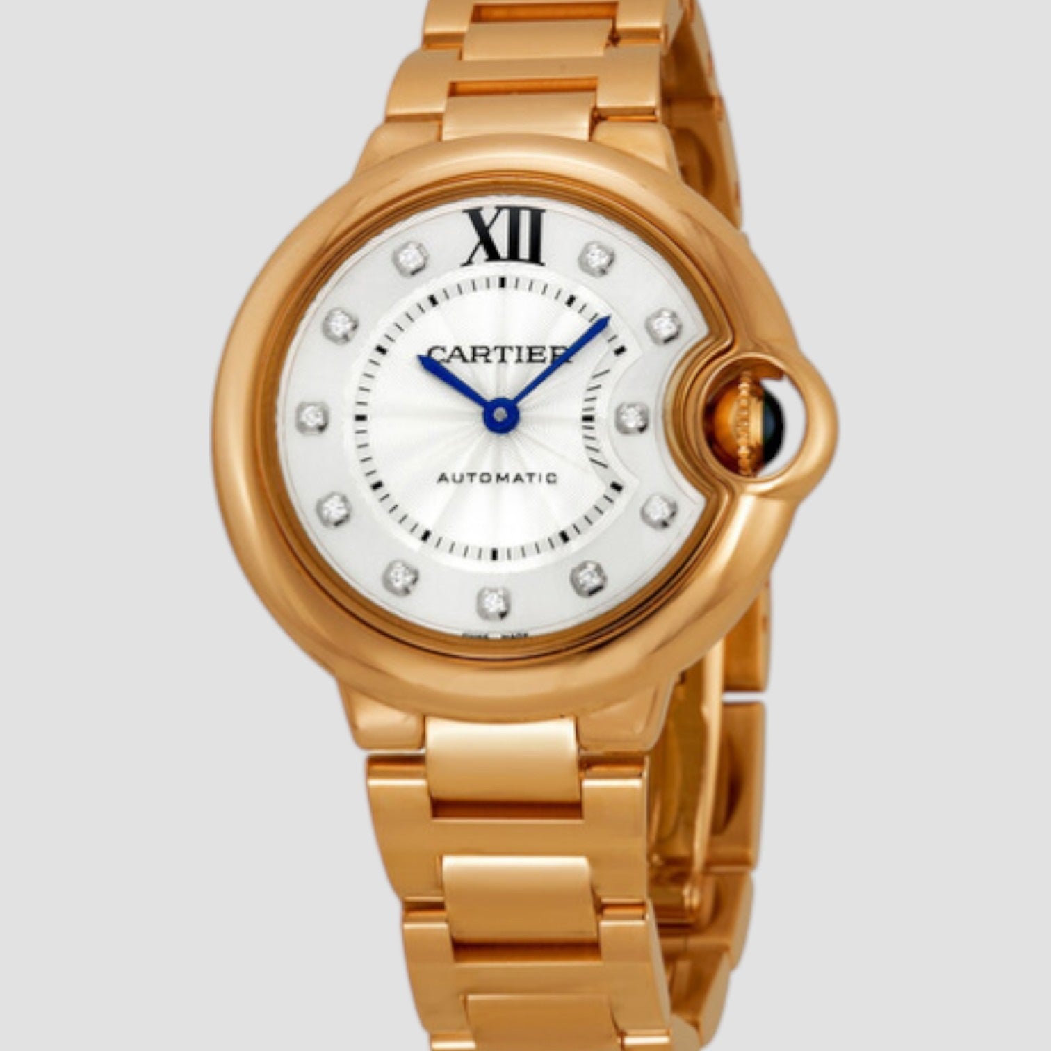 Ballon Bleu Silver Dial 18kt Rose Gold Automatic Ladies Watch