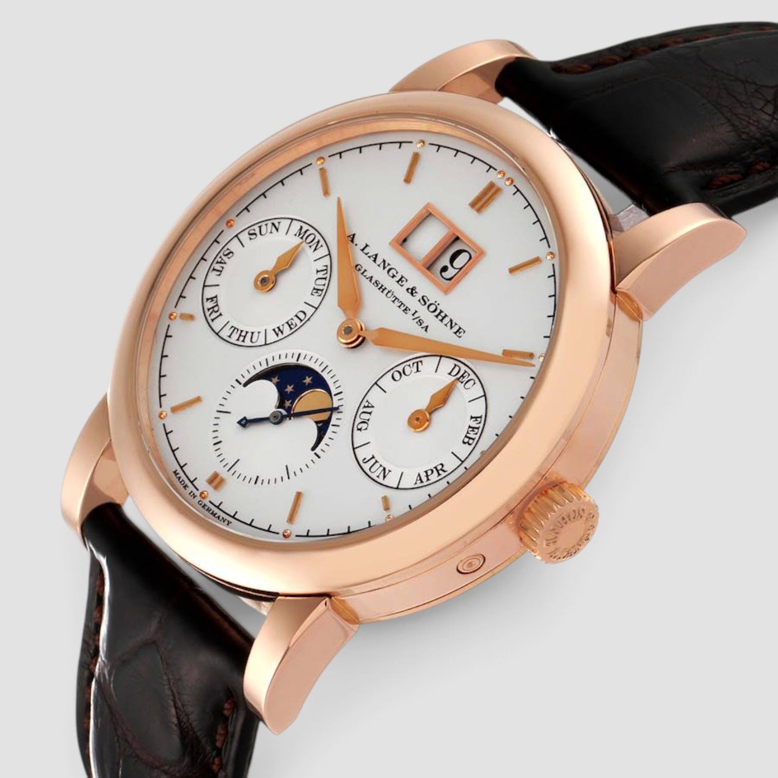 Saxonia Annual Calendar 38mm 18K Rose Gold Silver Dial