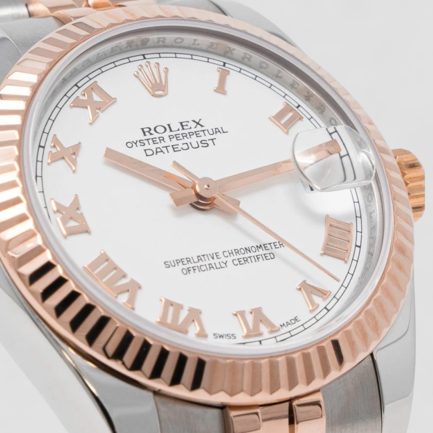 Datejust 31 White Roman Dial Steel & Rose Gold