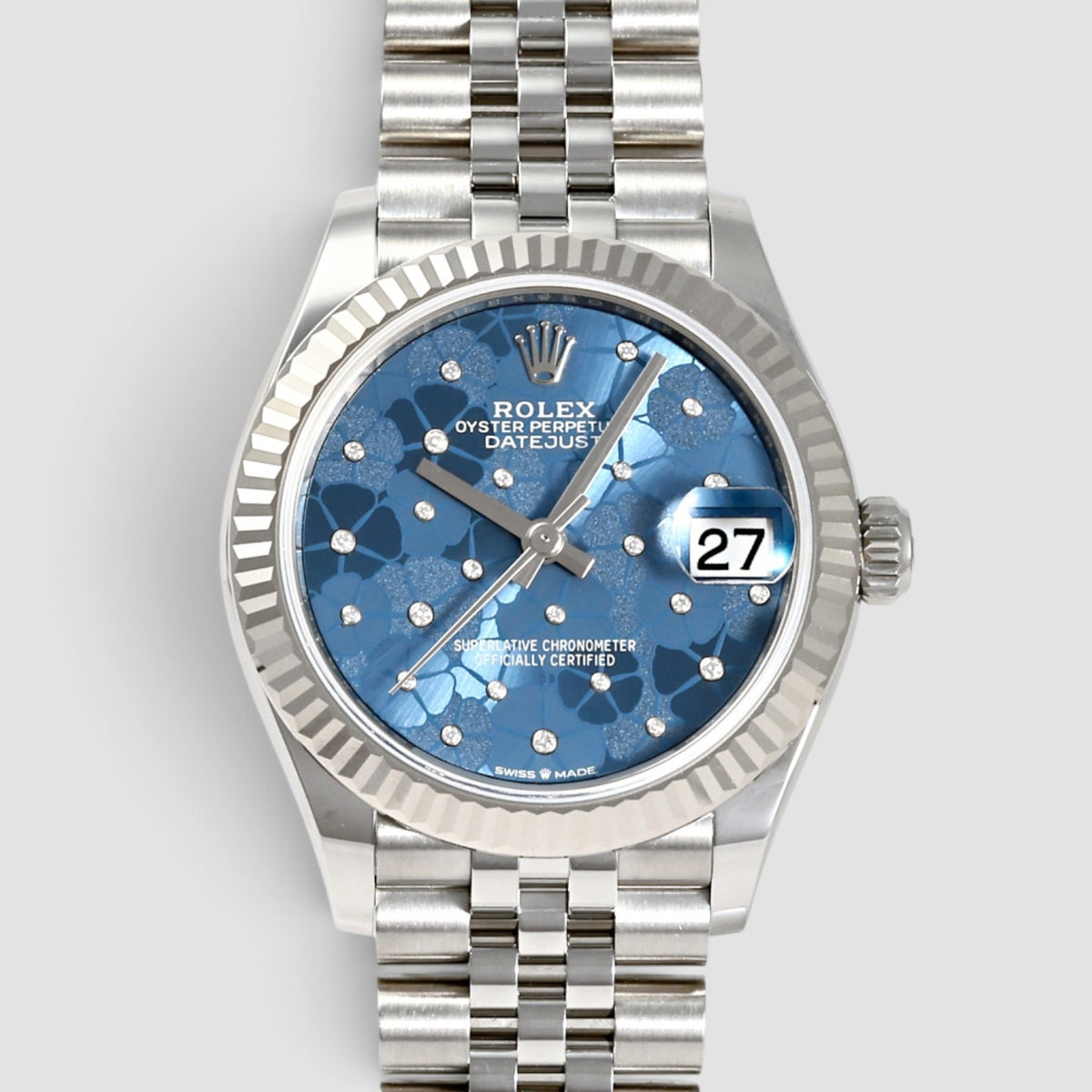 Datejust 31 Azzurro Blue Floral Motif Diamond Dial