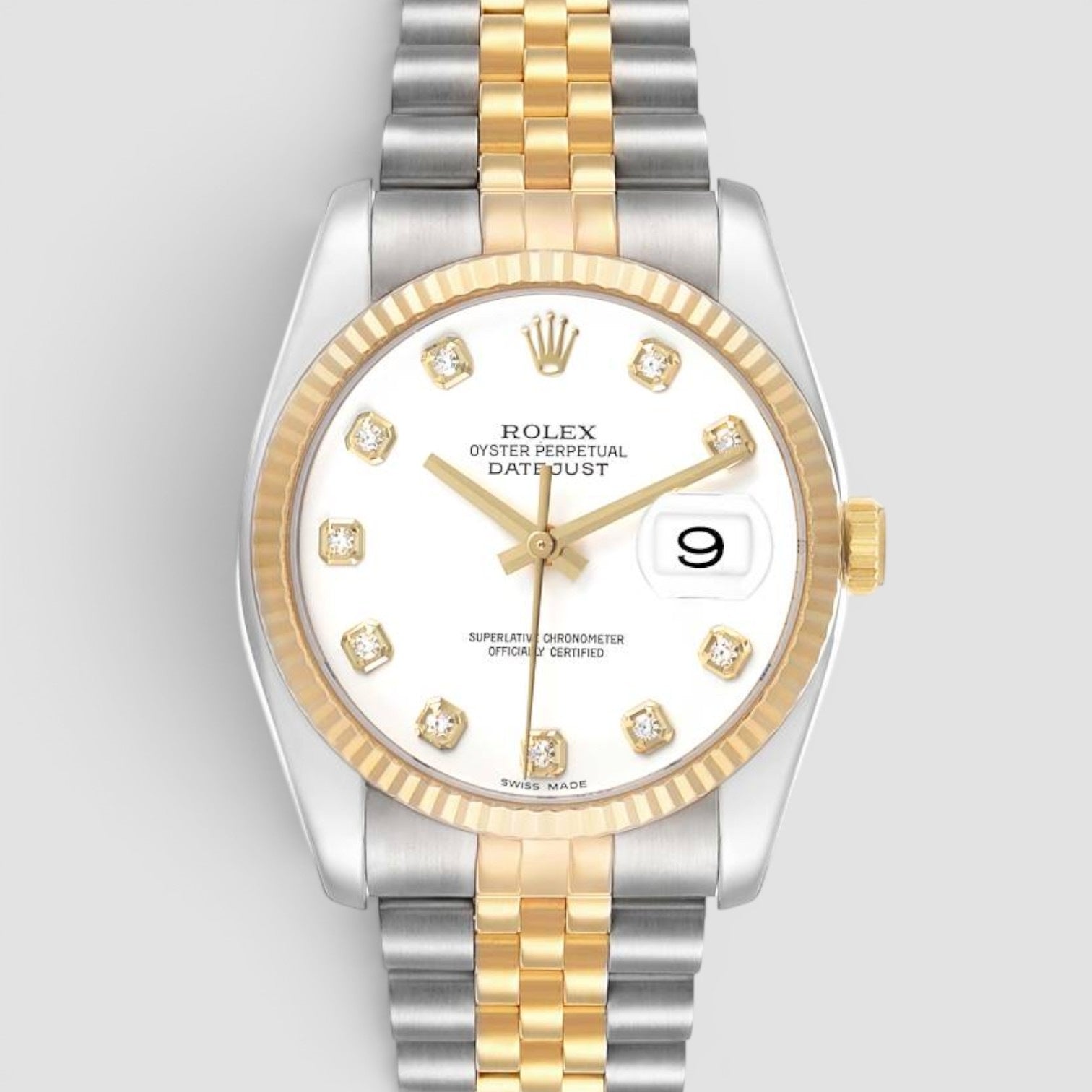 Datejust 36mm Steel & Yellow Gold White Diamond Dial