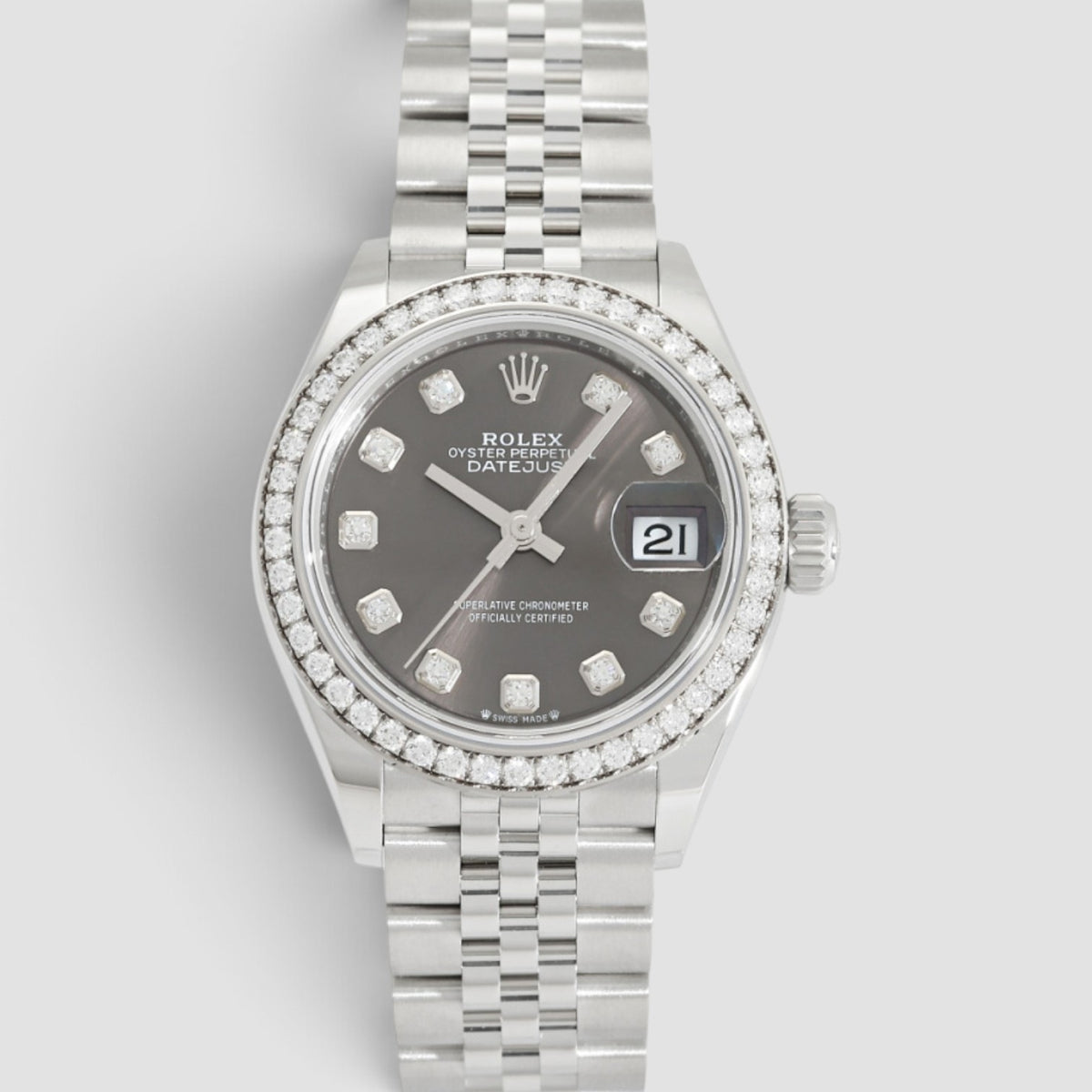 Lady-Datejust 28 Grey Diamond Dial Jubilee