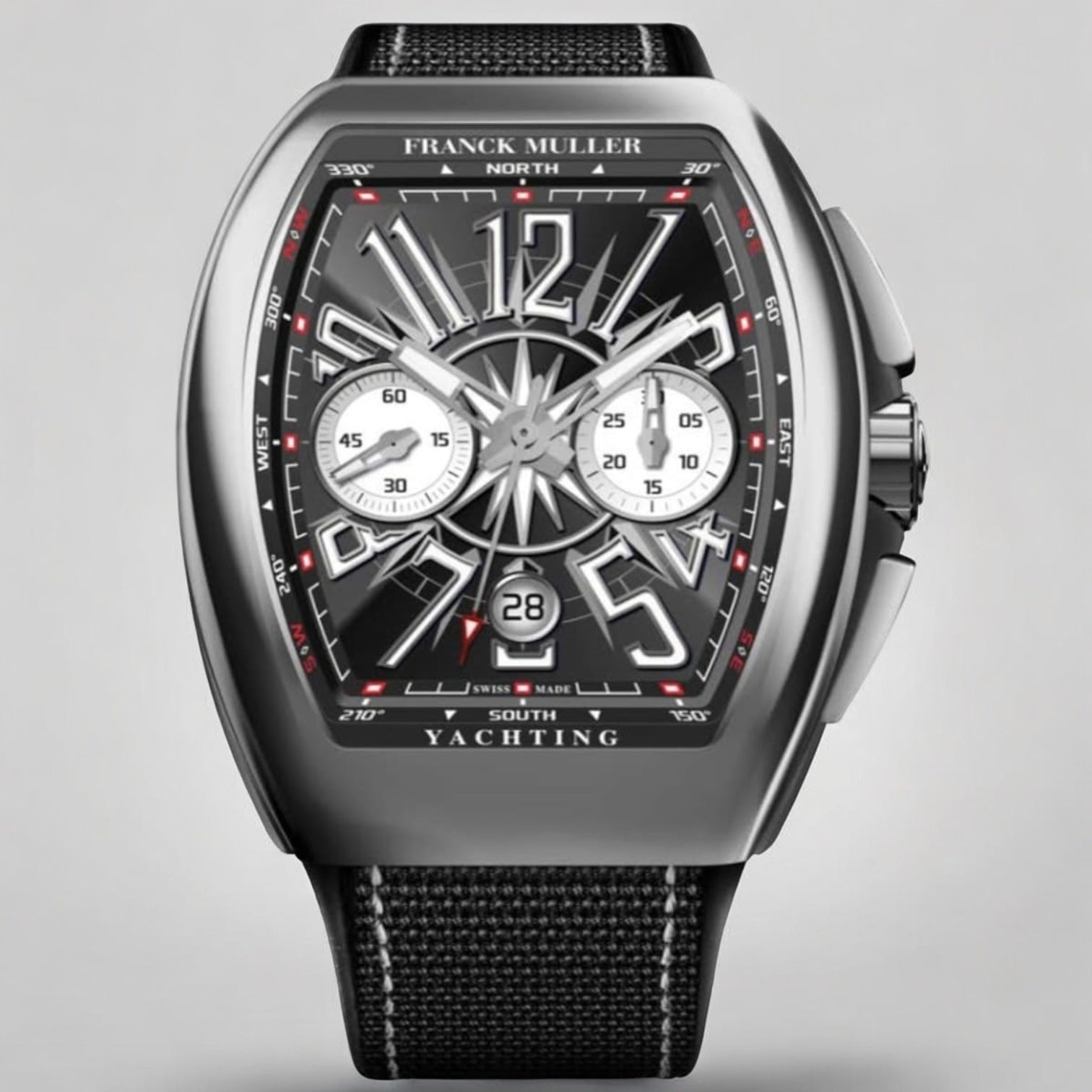 Vanguard Yachting Black Chronograph Fabric Strap Men's Watch