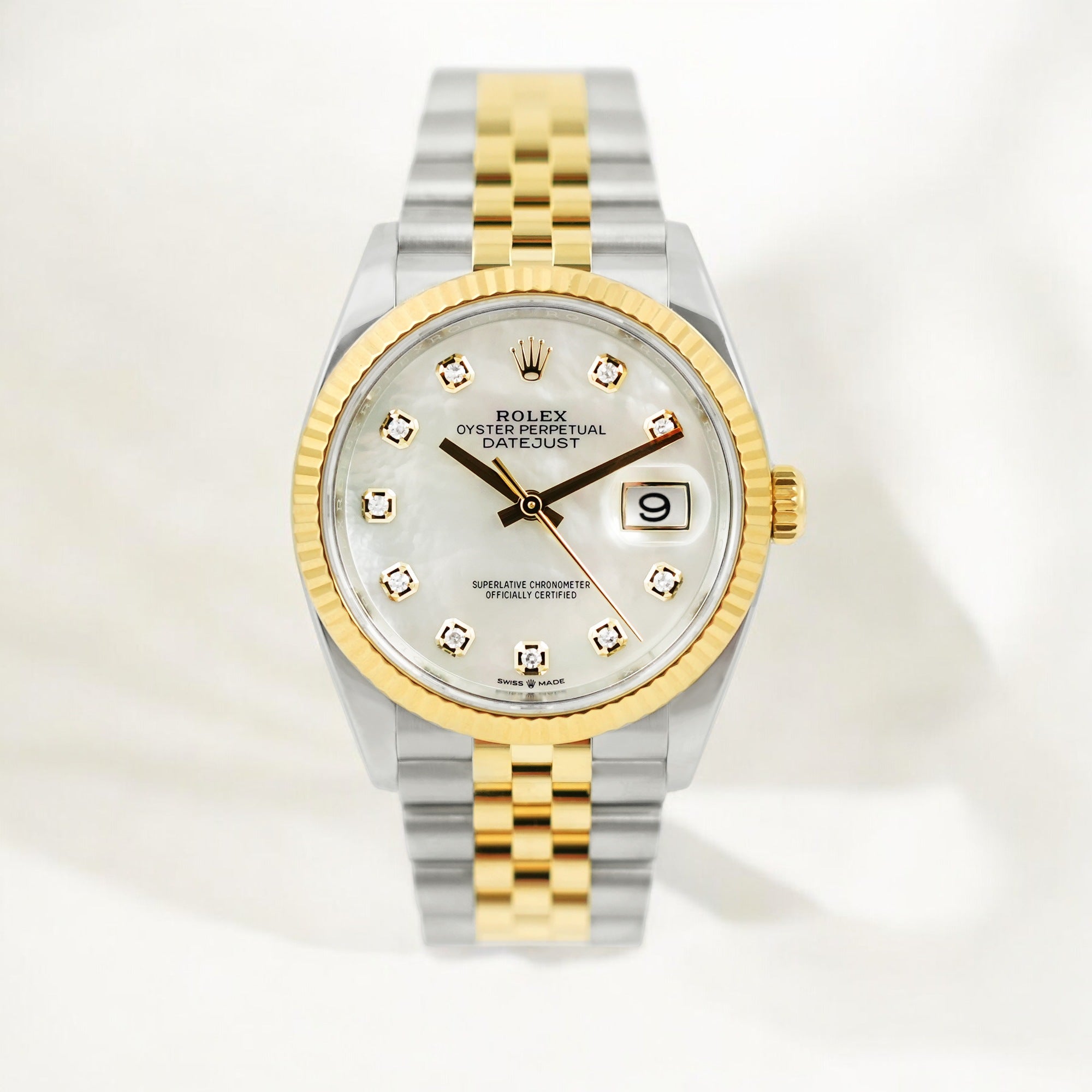 Datejust 36 Twotones Mother Of Pearl Diamond Dial Full Set