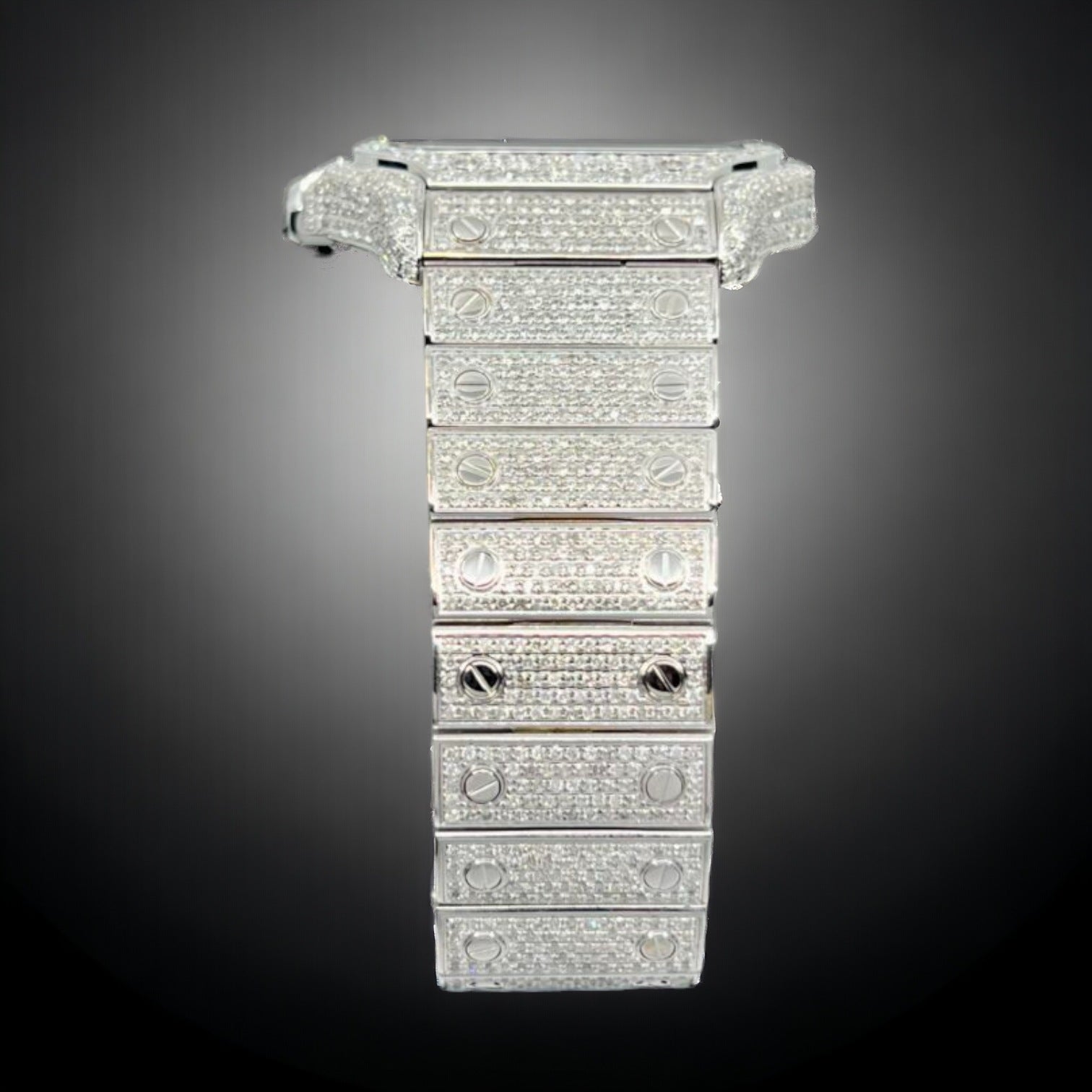 Cartier Santos De Cartier Iced Out Diamond – römischgrünes Zifferblatt