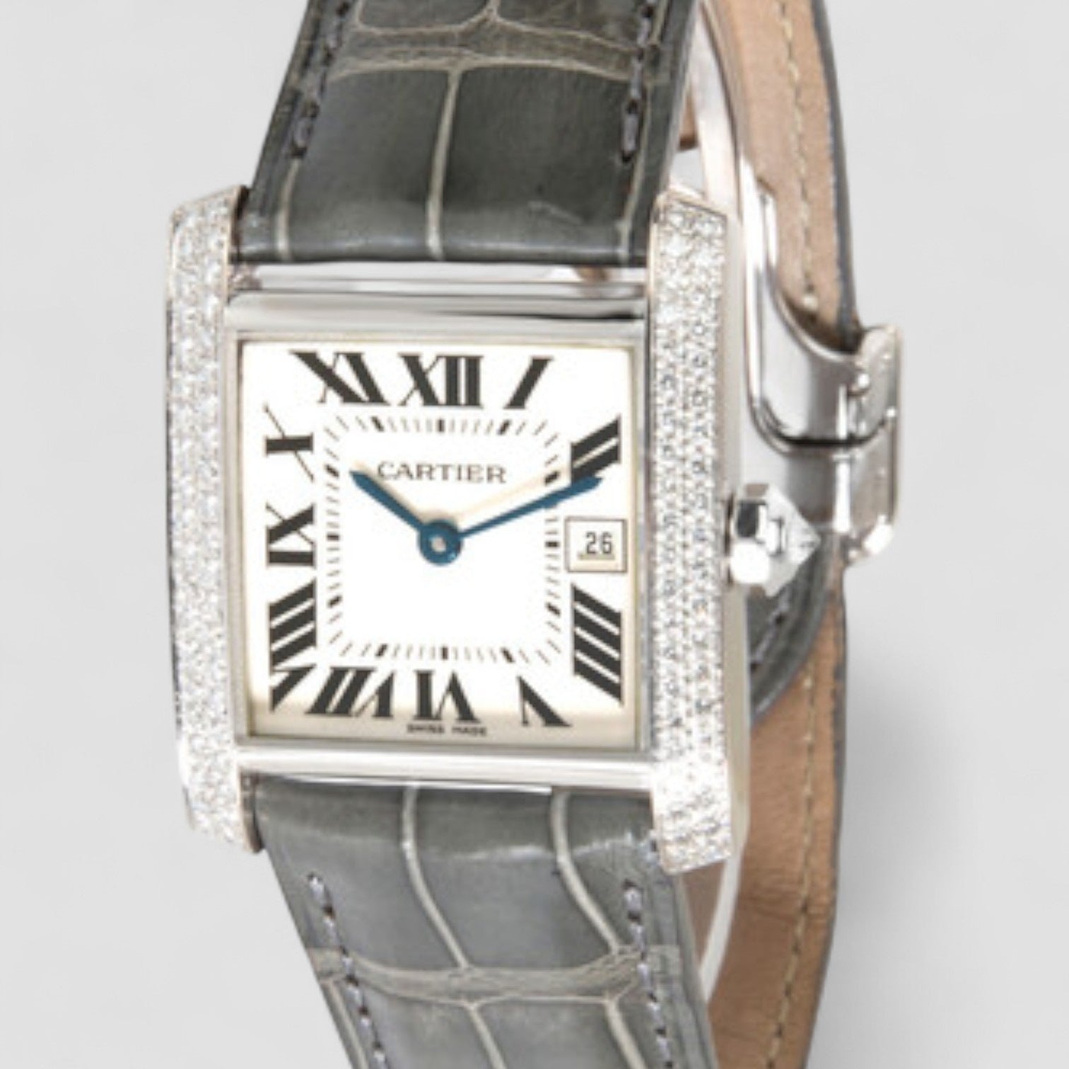 Tank Francaise 18kt White Gold Diamond Midsize Watch