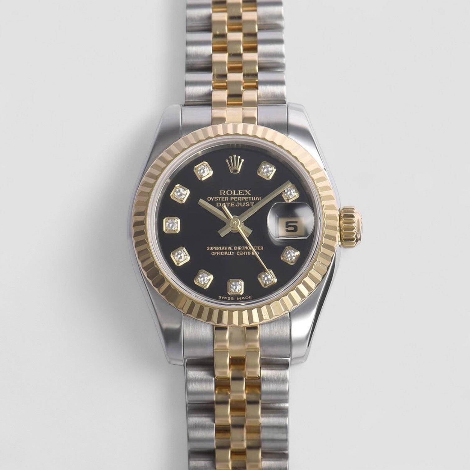 Datejust Black Anniversary Diamond Dial Ladies Watch