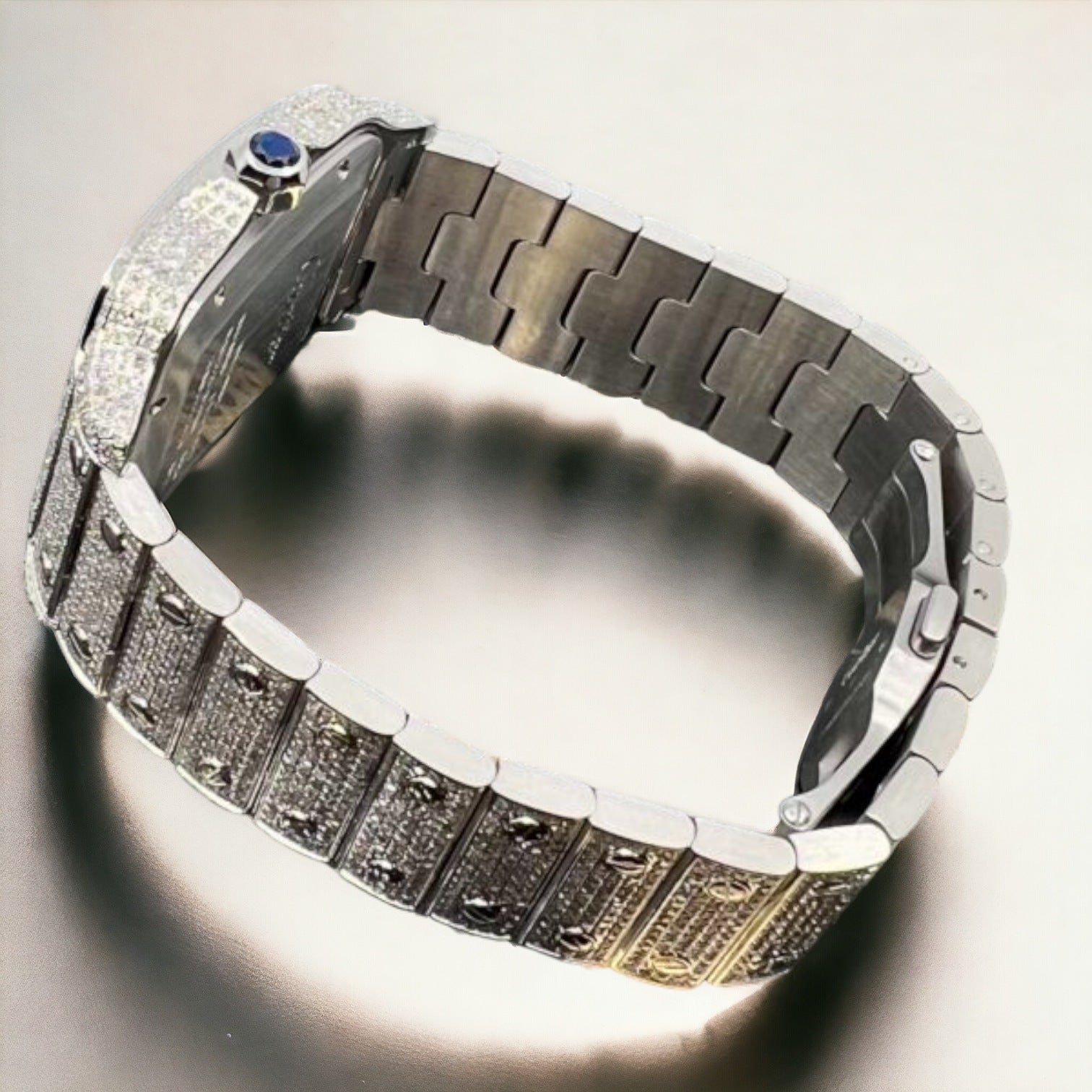 Cartier Santos De Cartier Iced Out Diamond – römischgrünes Zifferblatt