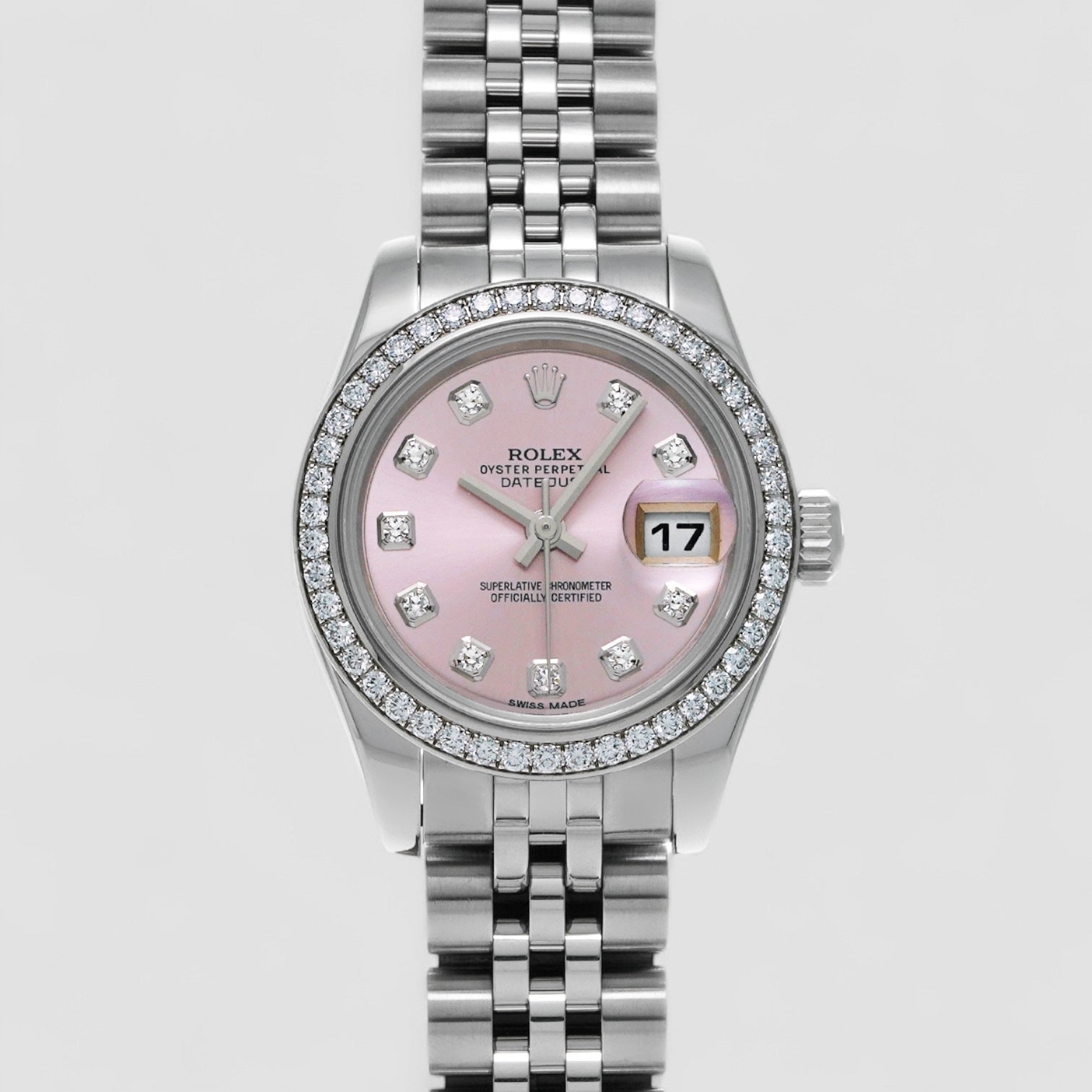 Datejust Steel Pink Gold Crystal Diamond Ladies Watch