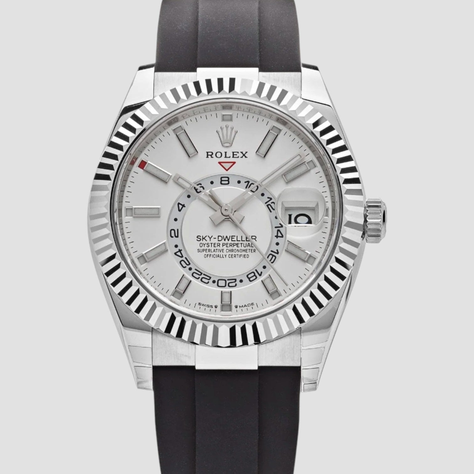 Sky-Dweller White Gold White Dial Oysterflex