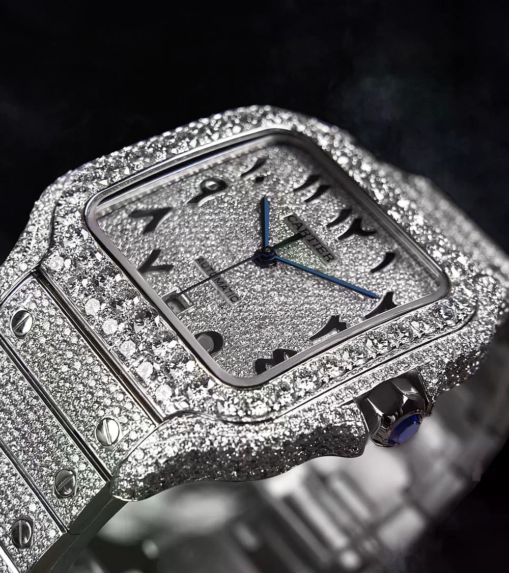 Santos de Cartier Large Fully Custom Diamond-Set Arabic Dial