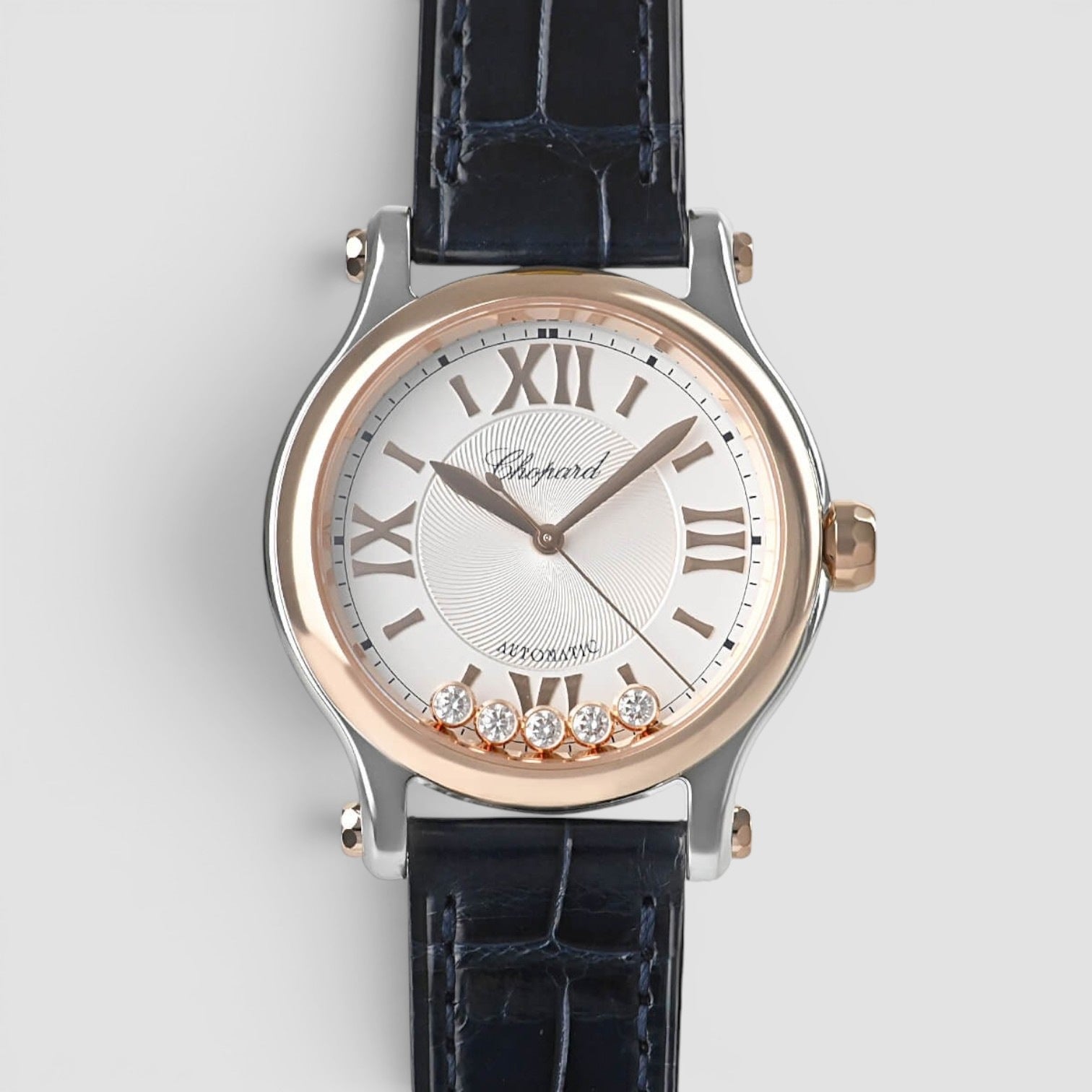 Happy Sport Automatic 33mm Rose Gold Silver Dial