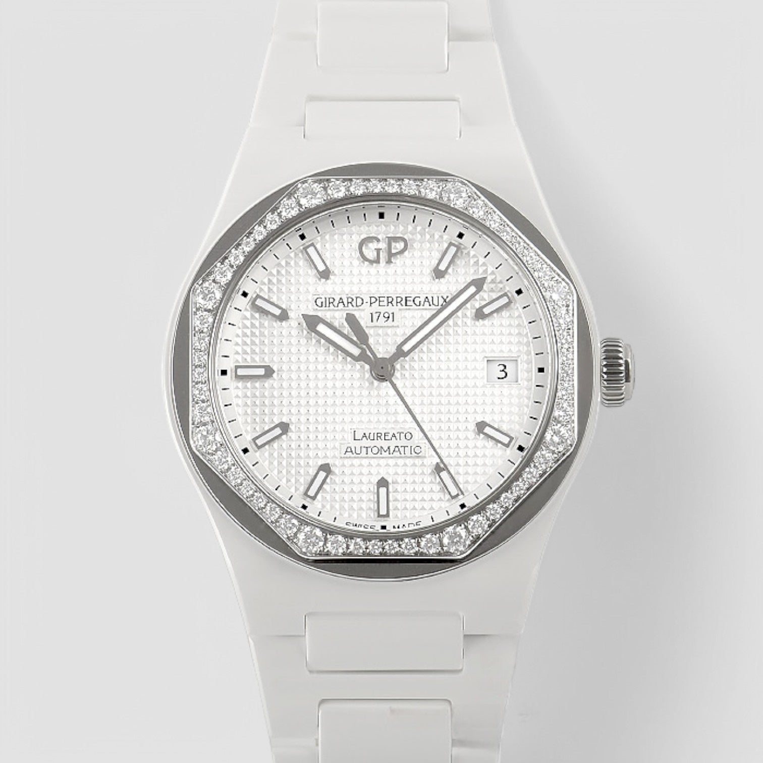 Laureato Automatic Diamond White Dial Ladies Watch