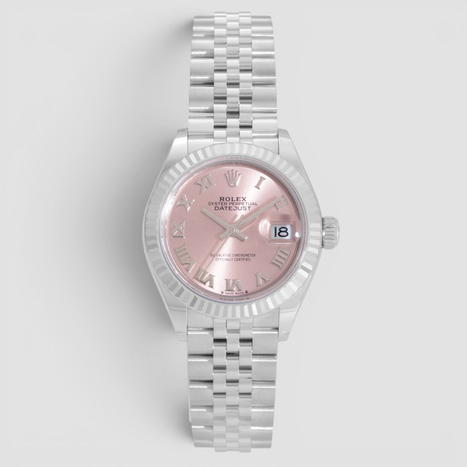 Lady-Datejust 28mm Stainless Steel & White Gold Pink Roman Dial