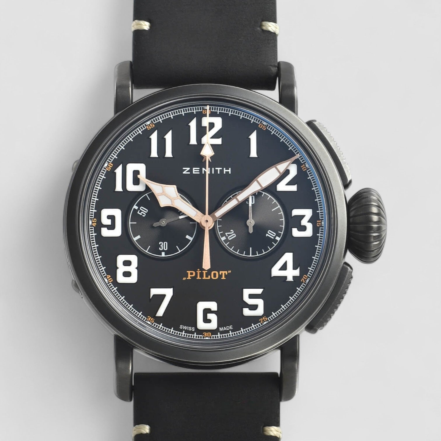 Pilot Type 20 Ton-Up Stainless Steel Black Arabic Dial
