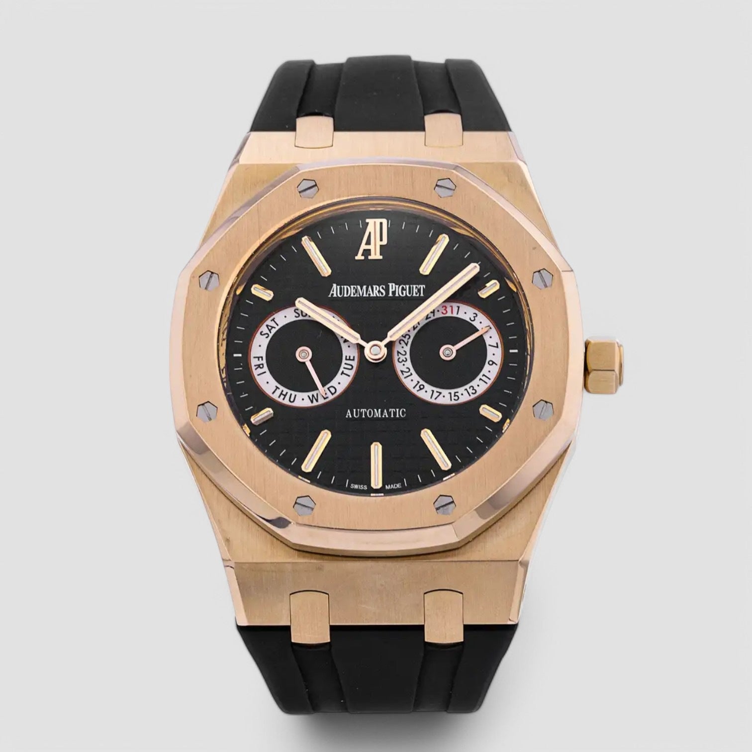 Royal Oak Day Date Black Dial 18K RG / Alligator