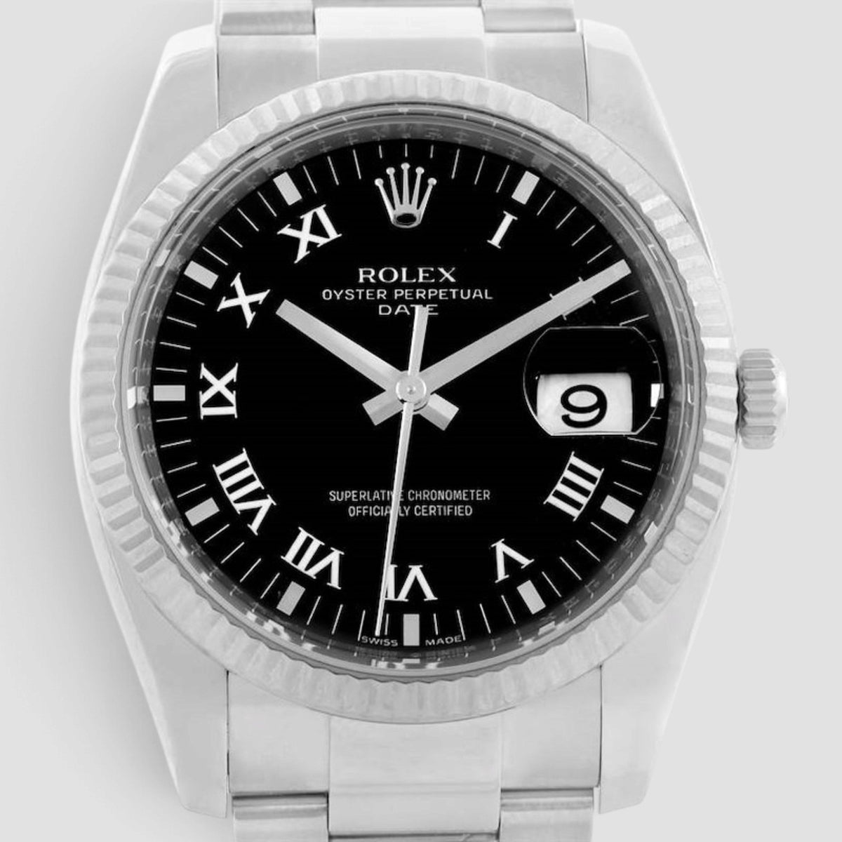 Oyster Perpetual Date 34 Black Roman Dial