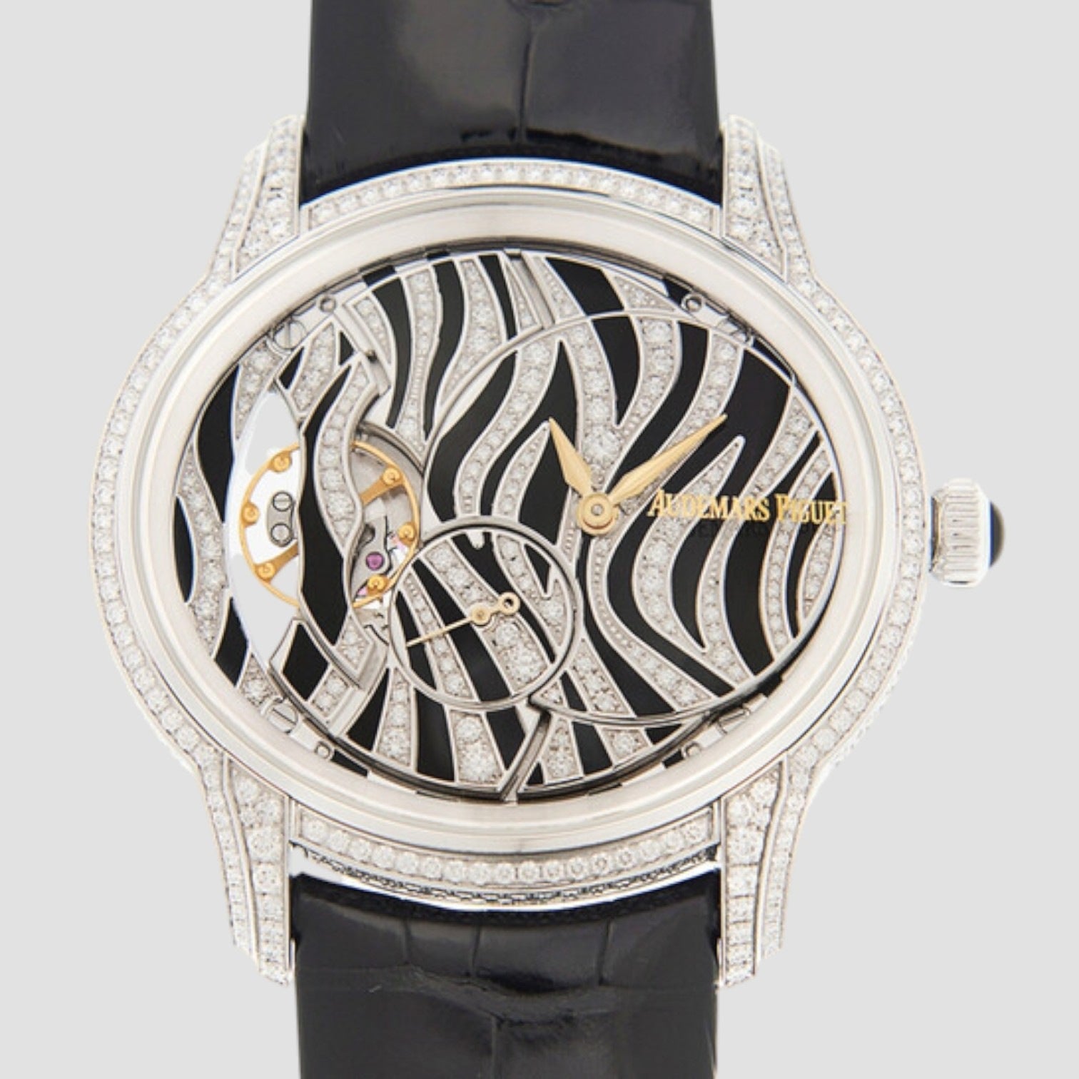Millenary Zebra Diamond Pattern Dial 18 Carat White Gold Ladies Watch