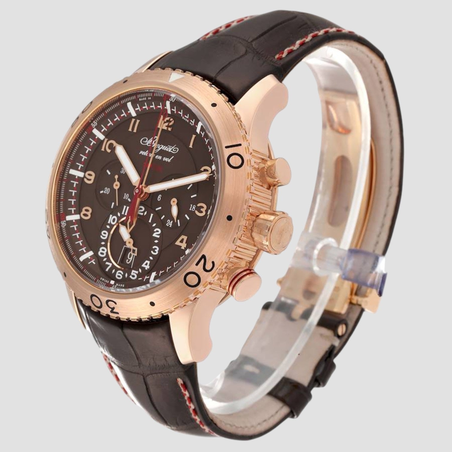 Type XXII Flyback Brown Dial Rose Gold Mens Watch