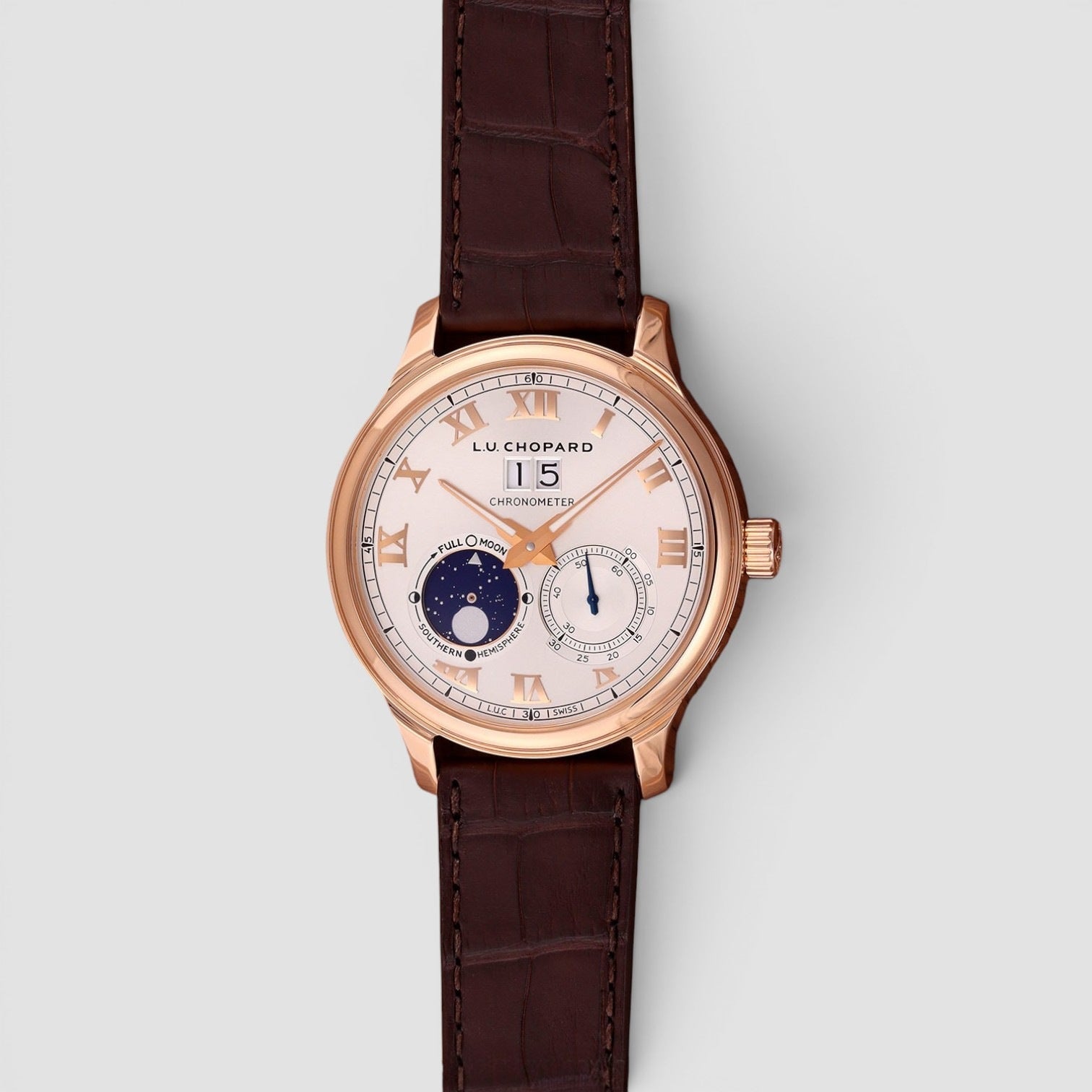 L.U.C Lunar Big Date 42mm 18K Rose Gold Silver Dial
