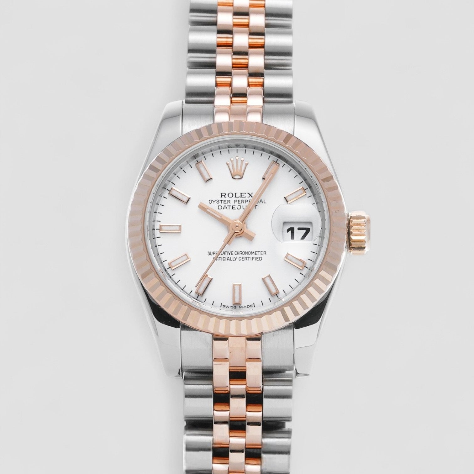 Datejust Steel Rose Gold Silver Dial Ladies Watch