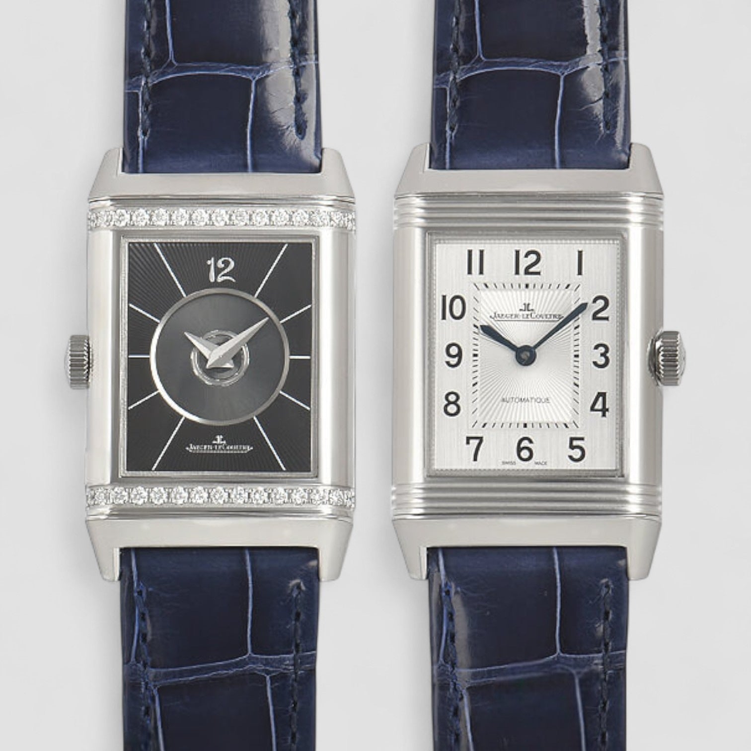 Reverso Automatic Black & Silver Dial Stainless Steel Ladies Watch