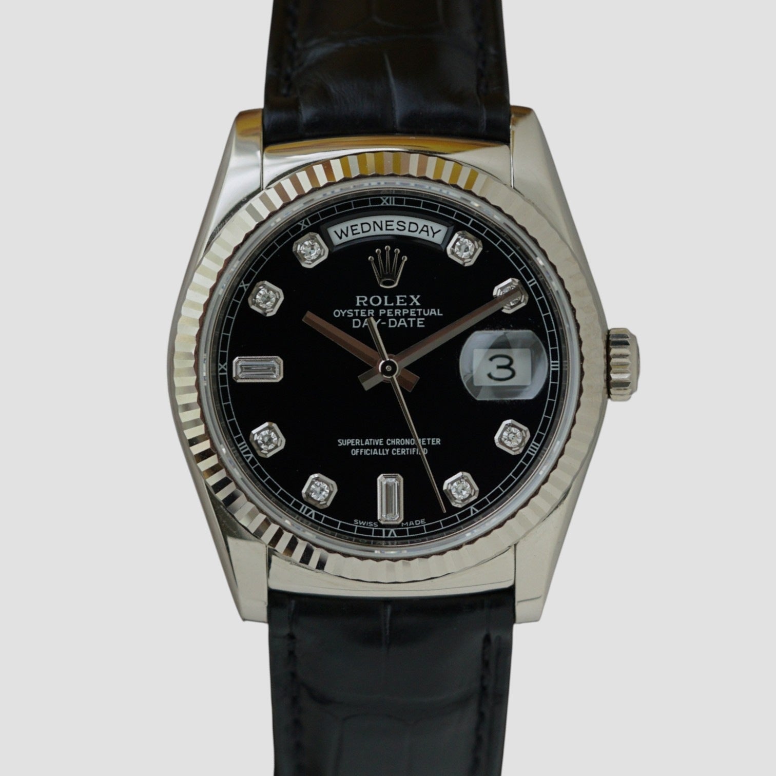 Day Date Black Diamond Dial 18k White Gold