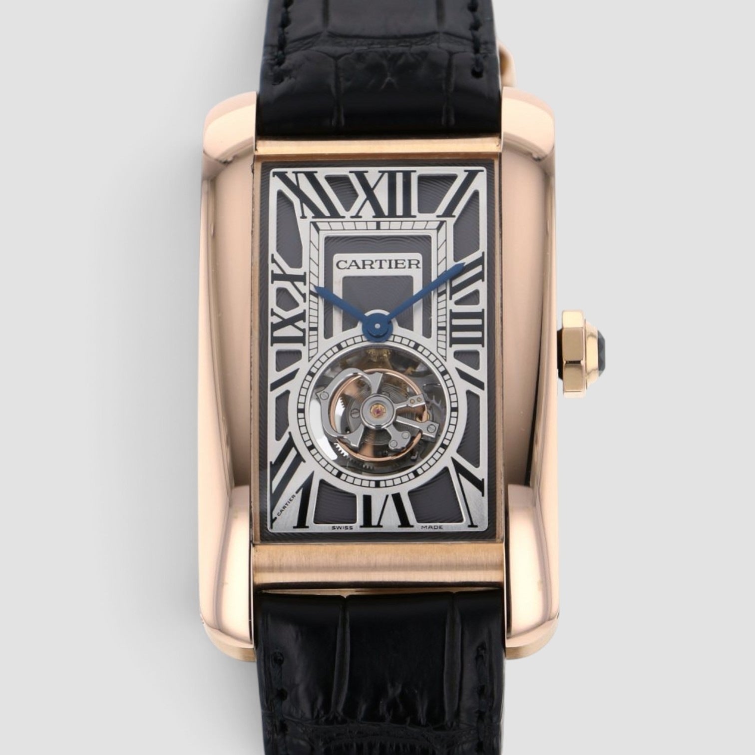 Tank Américaine Flying Tourbillon 36 x 52mm 18K Rose Gold Grey Dial