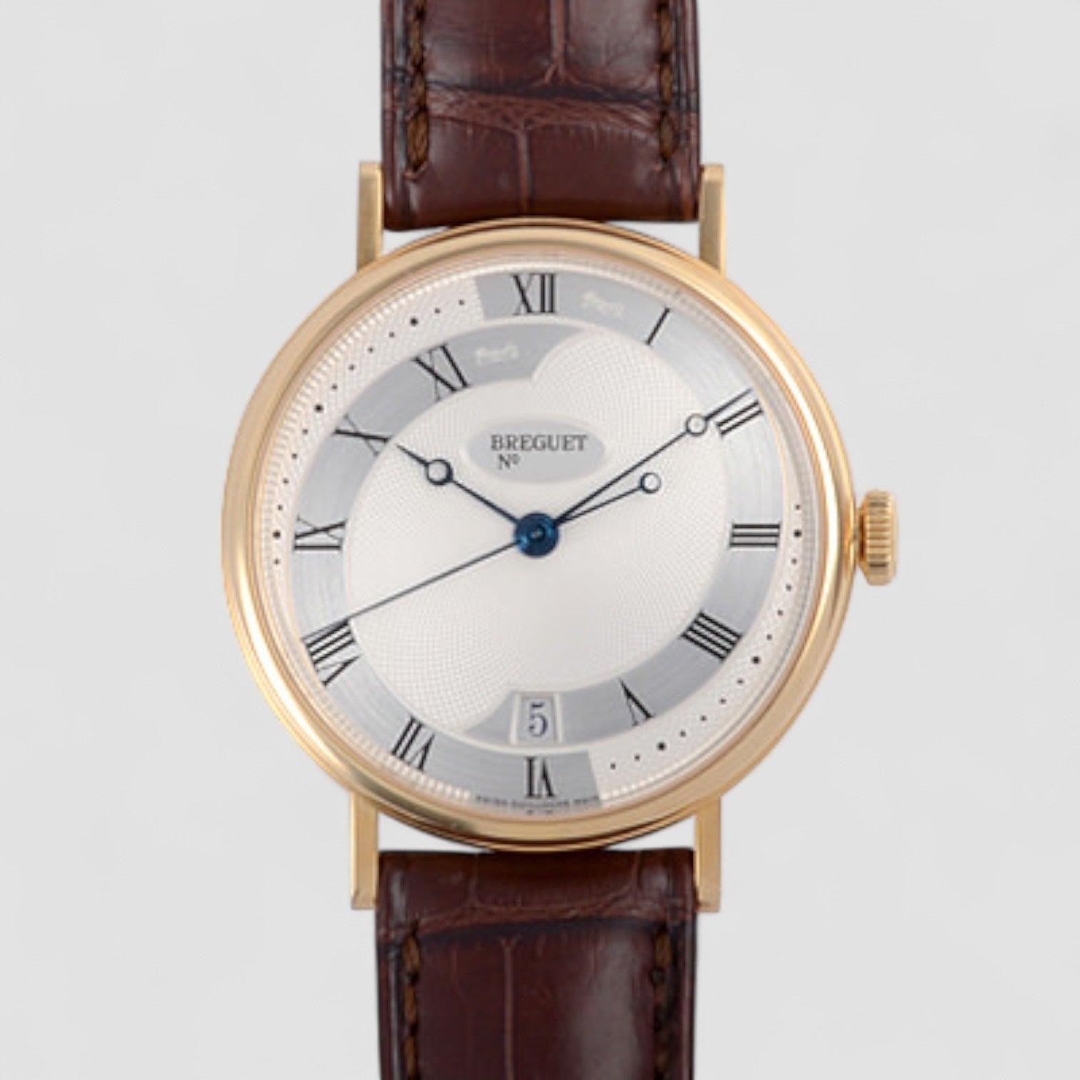 Classique 18kt Yellow Gold Automatic Silver Dial Men's Leather Watch