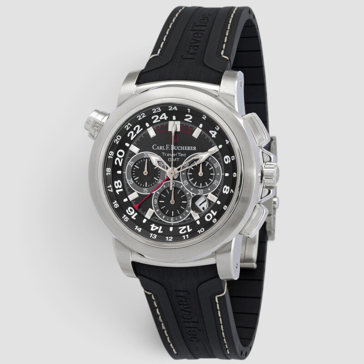 Patravi TravelTec Chronograph Automatic 46.6mm Black Dial